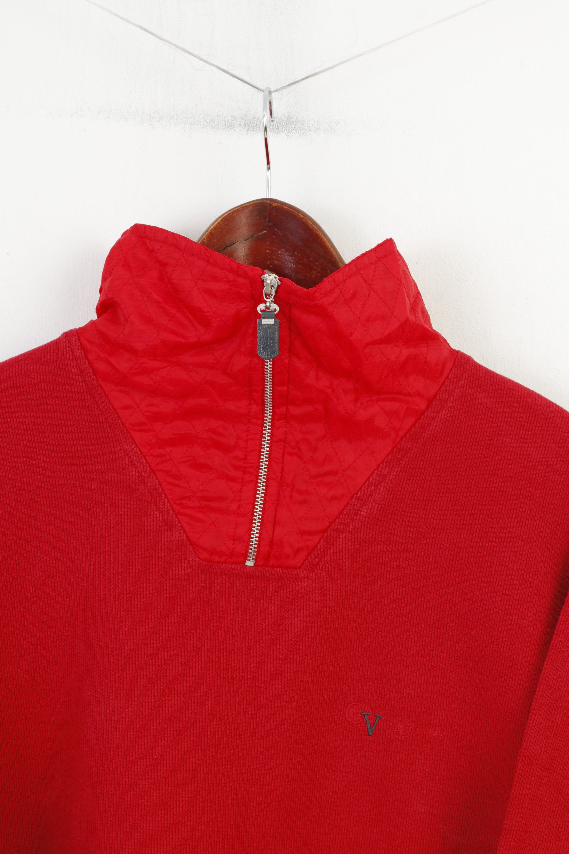 Vintage Colour Ville Men XL Jumper Red Cotton Sweater Zip Neck 10777 Size US XL / EU 56 / 4 - 2 Thumbnail