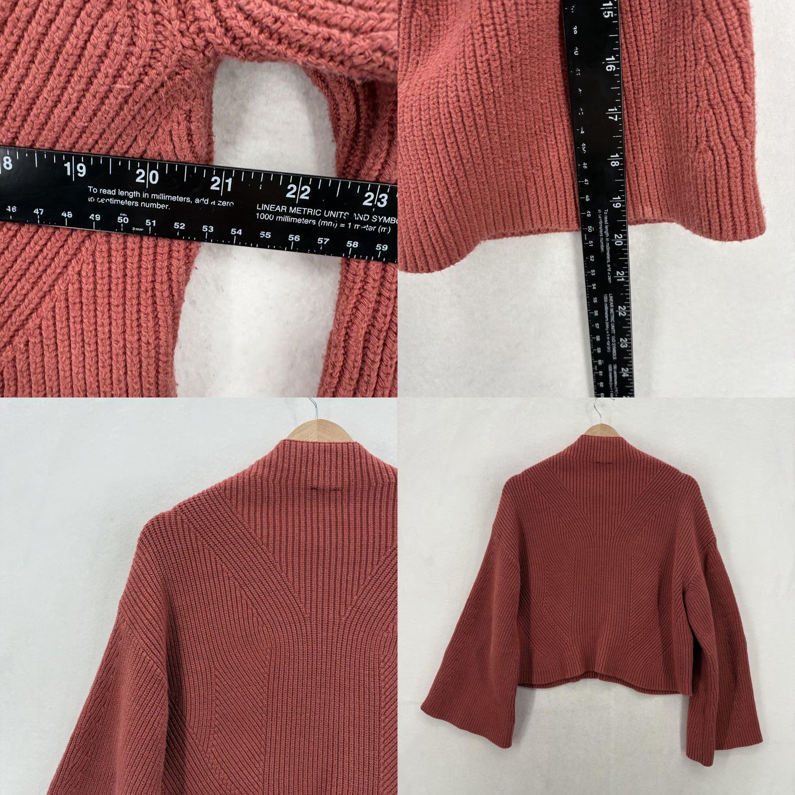 Vintage VINTAGE Anthropologie Maeve The Katey Mock Neck Bell Sleeve Sweater Womens Medium Rust Size M / US 6-8 / IT 42-44 - 8 Thumbnail