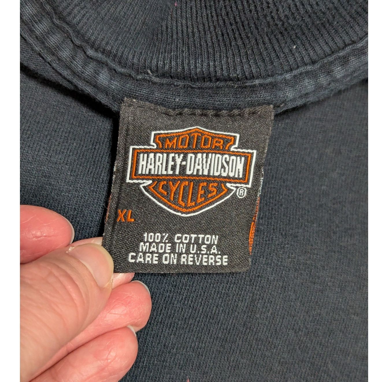 Harley Davidson × Vintage Vintage Harley Davidson Motorcycles Vaxjo Sweden Tee Shirt Size US XL / EU 56 / 4 - 4 Thumbnail