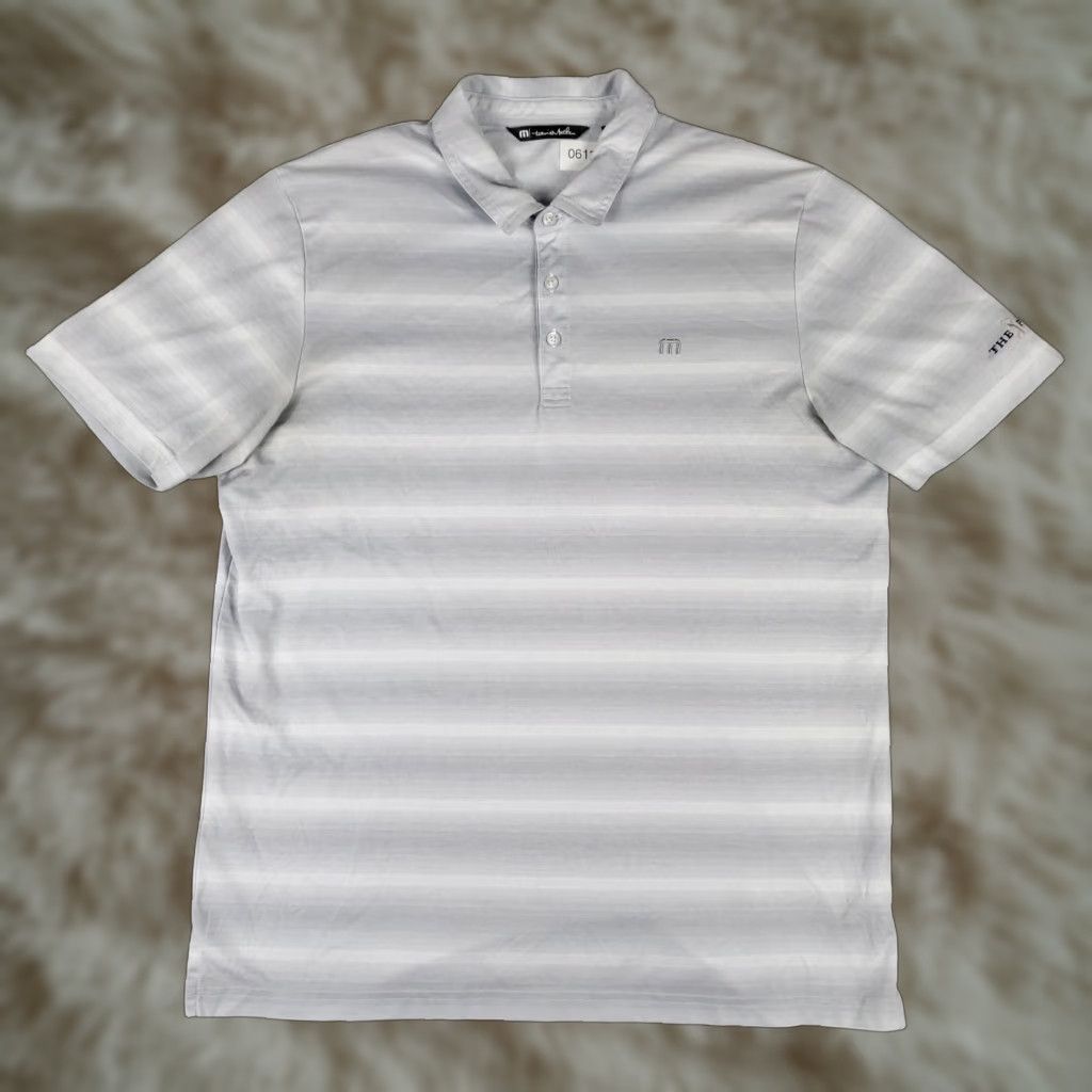 TravisMathew Travis Mathew Polo Shirt Mens XL Gray Striped Casual Golf Short Sleeve Size US XL / EU 56 / 4 - 1 Thumbnail