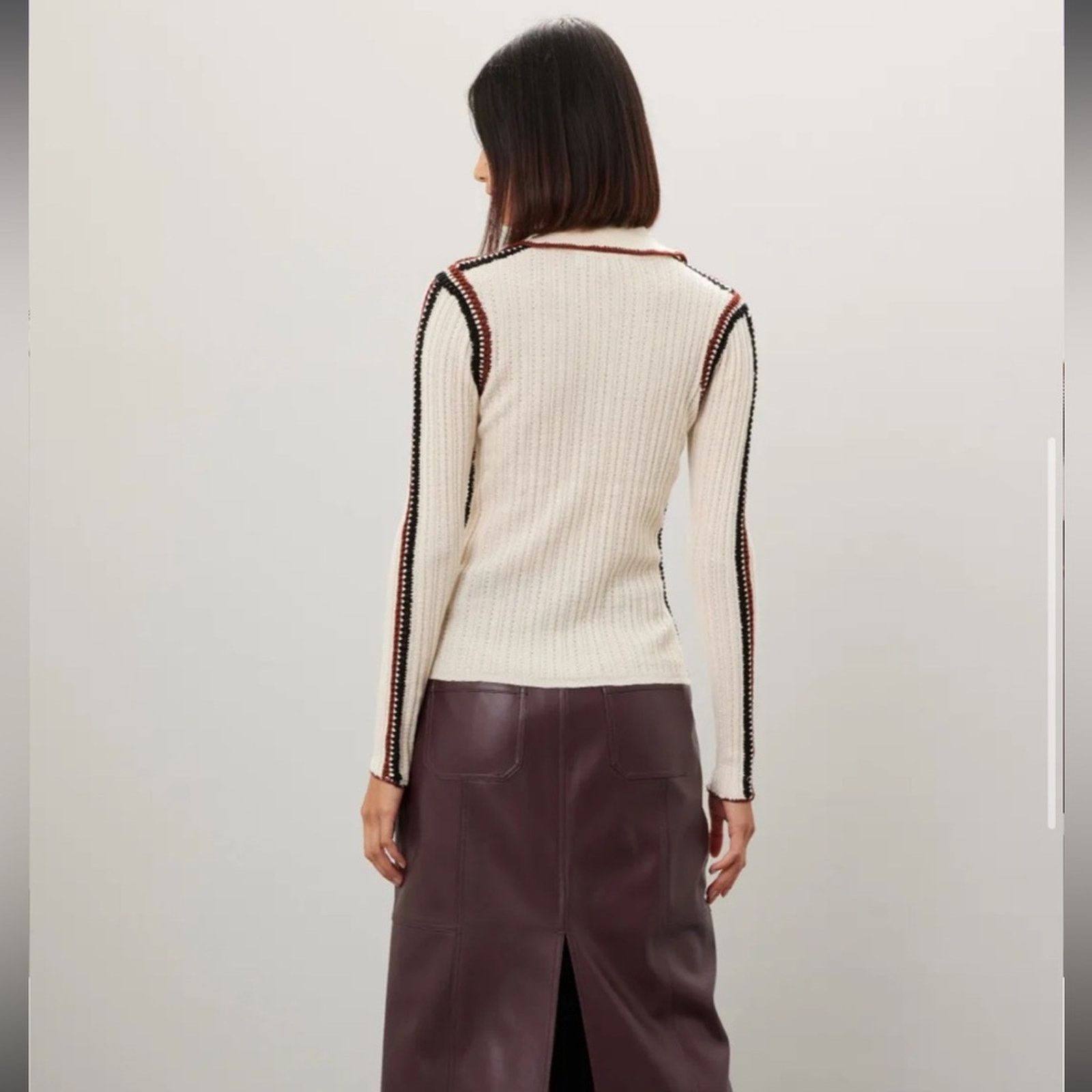 Sea New York RTR Sea New York Riva Ribbed Wool Collared Button Front Top Size M / US 6-8 / IT 42-44 - 2 Thumbnail