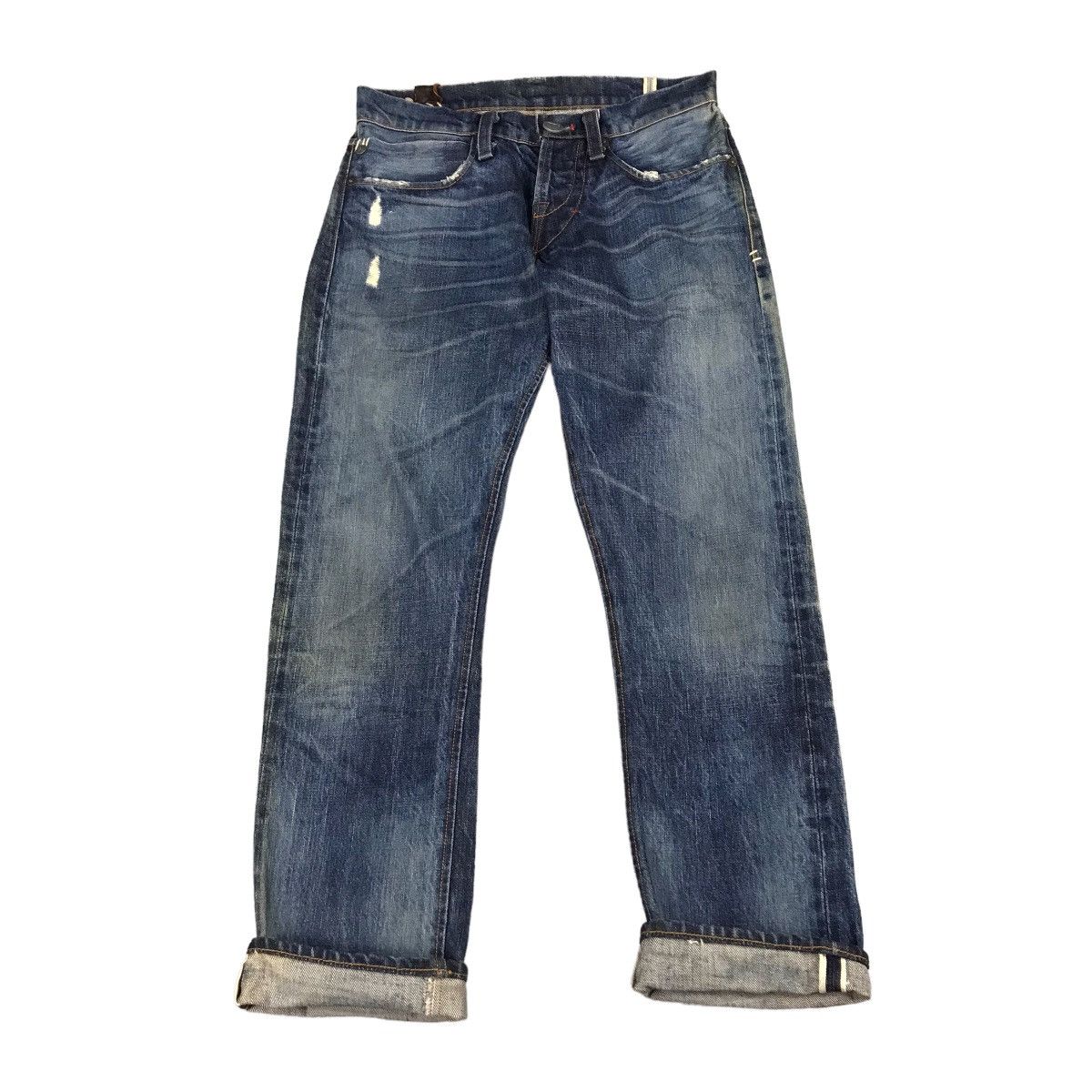image of Denim Skinny Matias Selvage Distressed Denim Pants, Men's (Size 27)