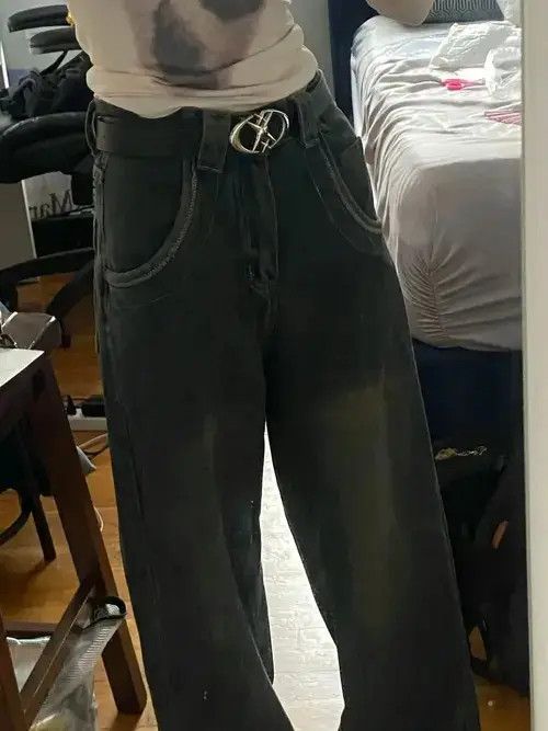 Designer Washed Baggy Jeans Size 25" / US 0 / IT 36 - 4 Thumbnail