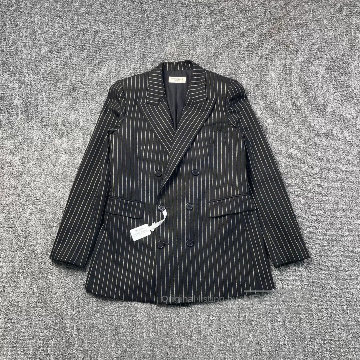 Saint Laurent Paris Saint Laurent Black Pinstripe Blazer. Size S / US 4 / IT 40 - 2 Thumbnail