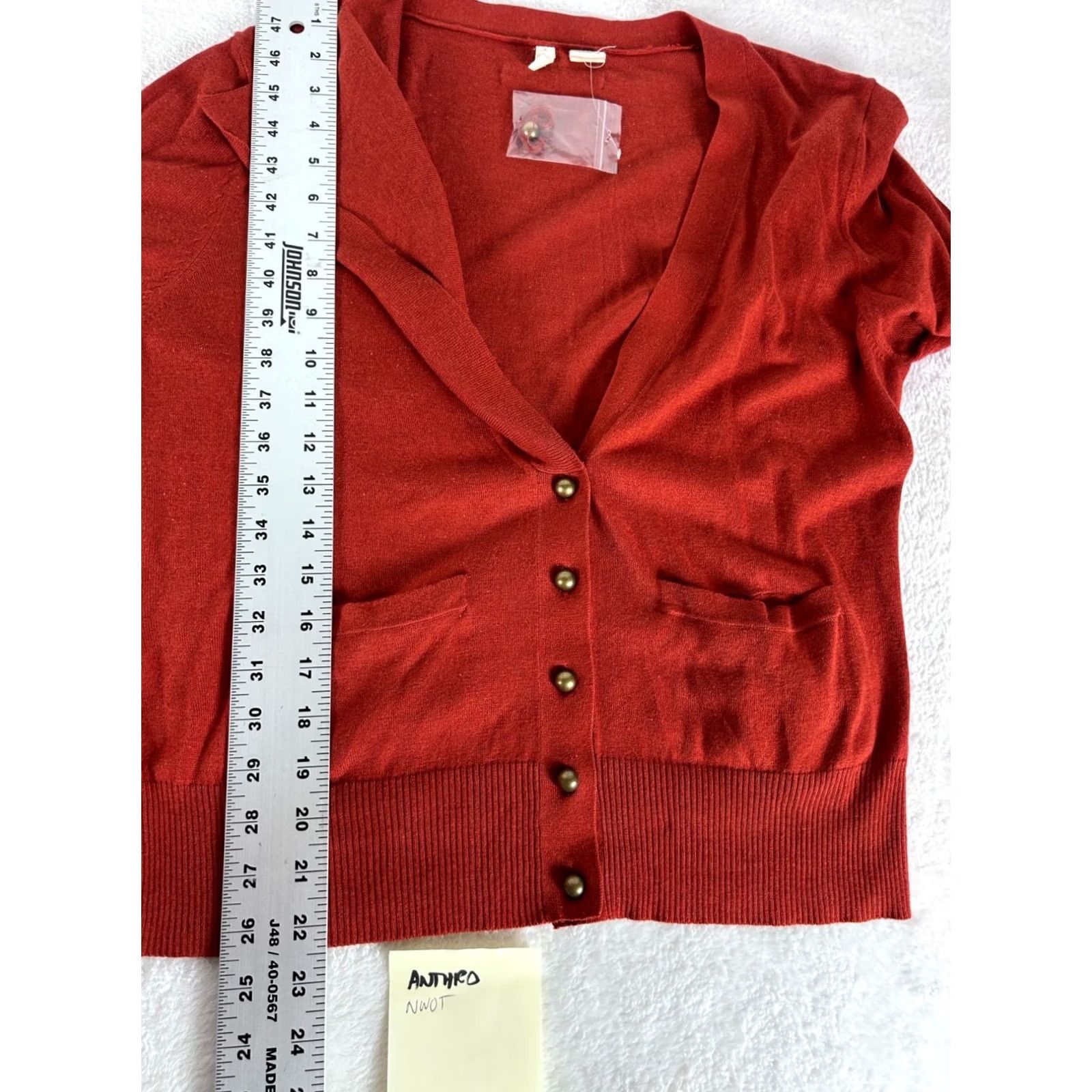 Anthropologie Anthropologie Moth Womens Button-Front Knit Cardigan Sweater Large Red Pockets NWOT Size L / US 10 / IT 46 - 8 Thumbnail