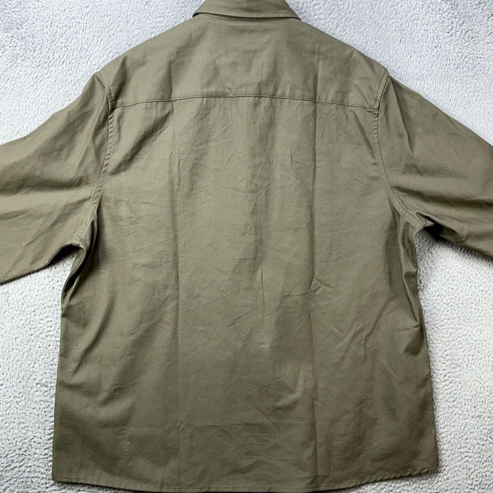 Vintage ASOS DESIGN Mens 3XL Tall Shirt Button Up Olive Green Flap Pockets Casual Workwear Long Sleeve Collared Chest 56in Green 3XLT Mens Size US XXL / EU 58 / 5 - 3 Thumbnail
