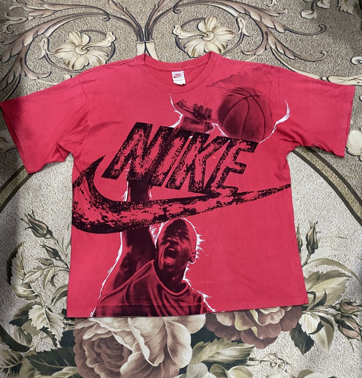 Jordan Brand × Nike × Vintage vtg overprint nike jordan shirt Size US XL / EU 56 / 4 - 1 Thumbnail
