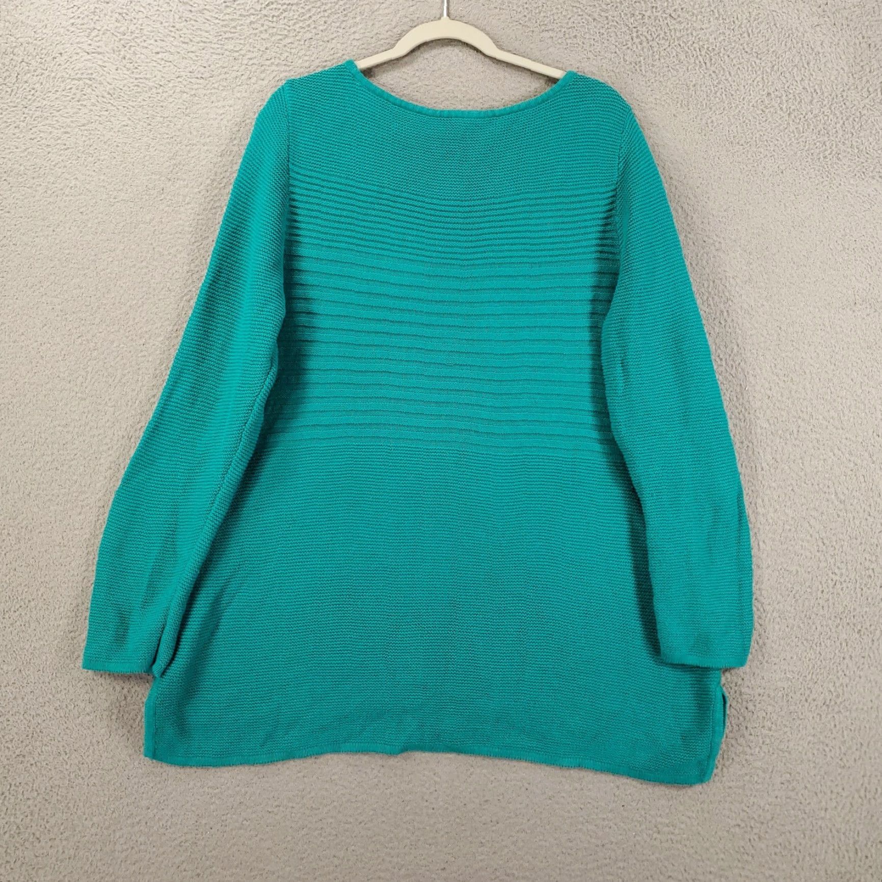Talbots Talbots Womens 1X Teal Blue Groove Knit Texture Long Sleeve Pullover Sweater Size XL / US 12-14 / IT 48-50 - 7 Thumbnail