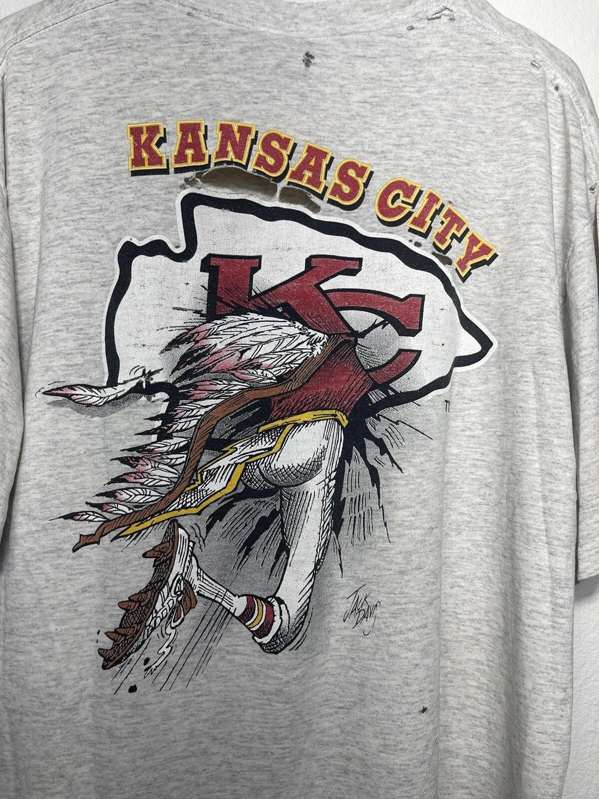 Nutmeg VTG 1990’s Kansas City Chiefs Nutmeg Mills Jack Davis Shirt Size US XL / EU 56 / 4 - 7 Thumbnail