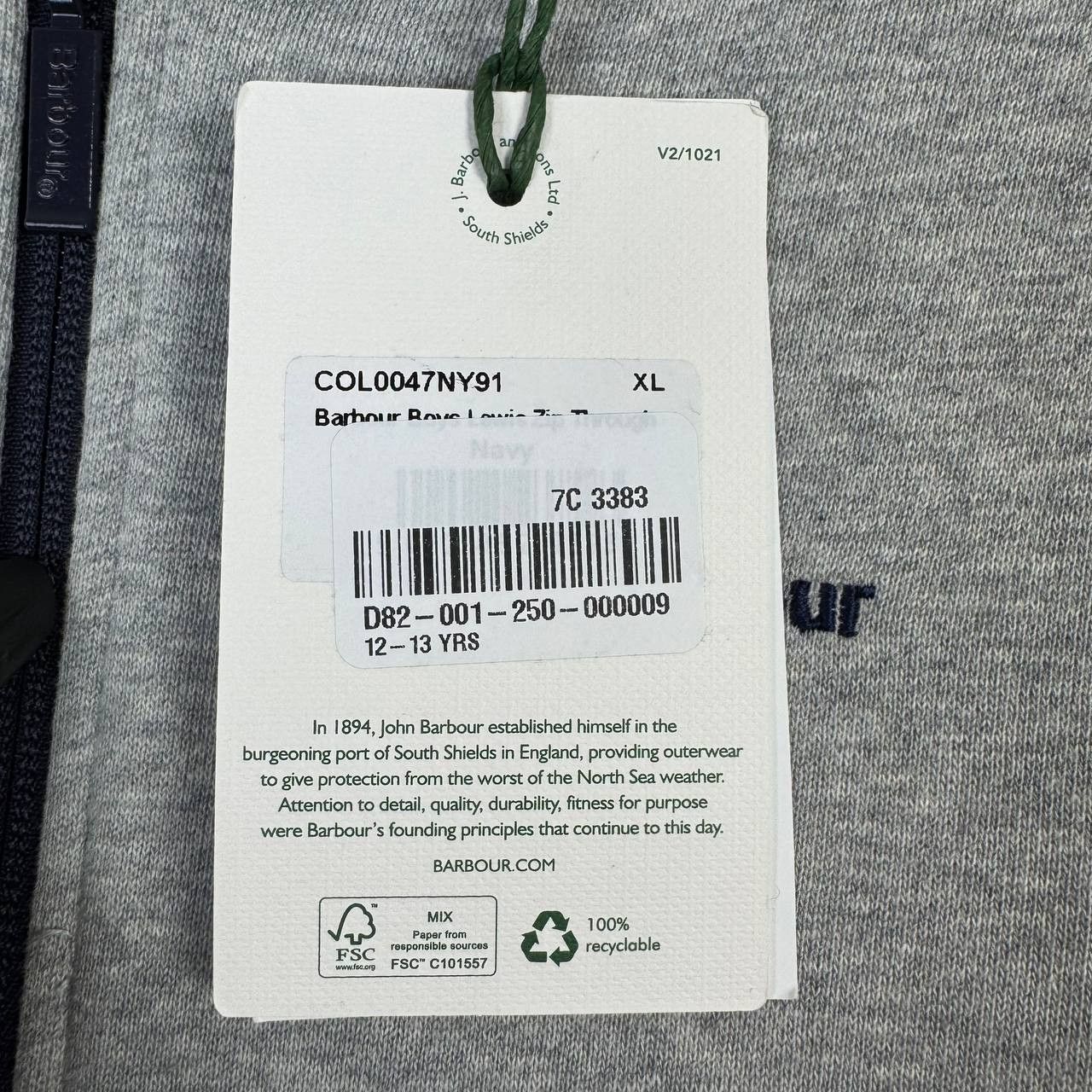 Barbour NEW Barbour Lewis Zip Jacket Grey Navy Boys Size XL 12-13Y Size US XXS / EU 40 - 6 Thumbnail