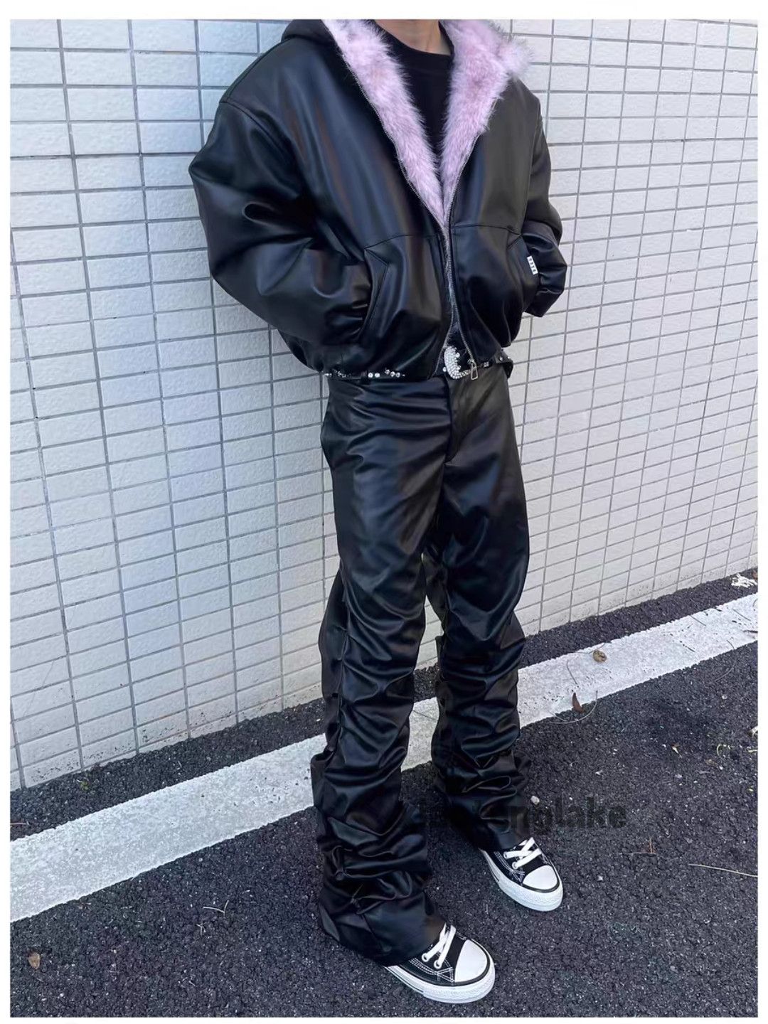 Designer Unisex utility punk yuppie pu skate hiphop pleated pants Size US 34 / EU 50 - 1 Thumbnail