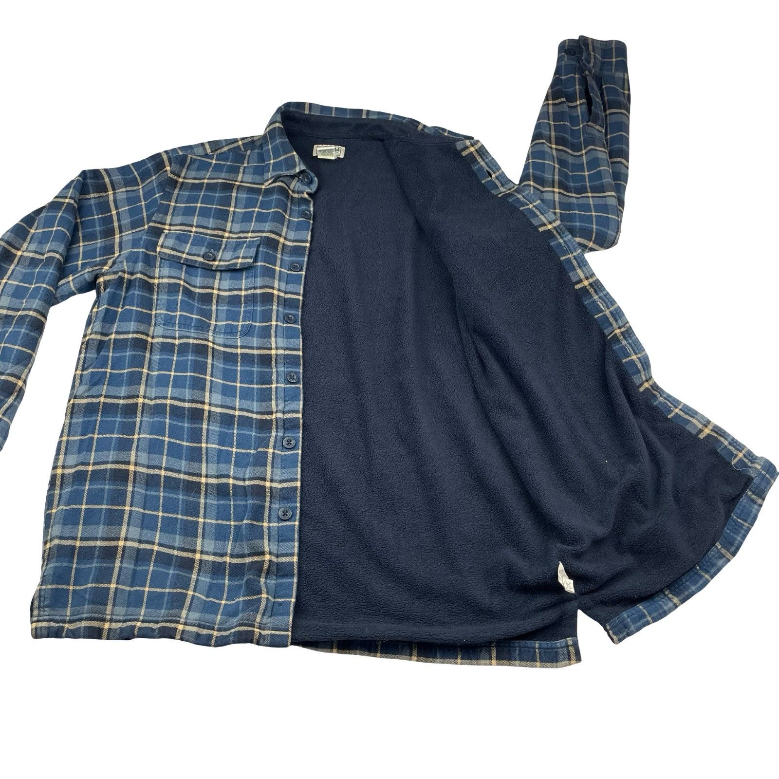 L.L. Bean LL Bean Men's Fleece Lined Flannel Work Shirt Shacket Navy/B Size US M / EU 48-50 / 2 - 3 Thumbnail