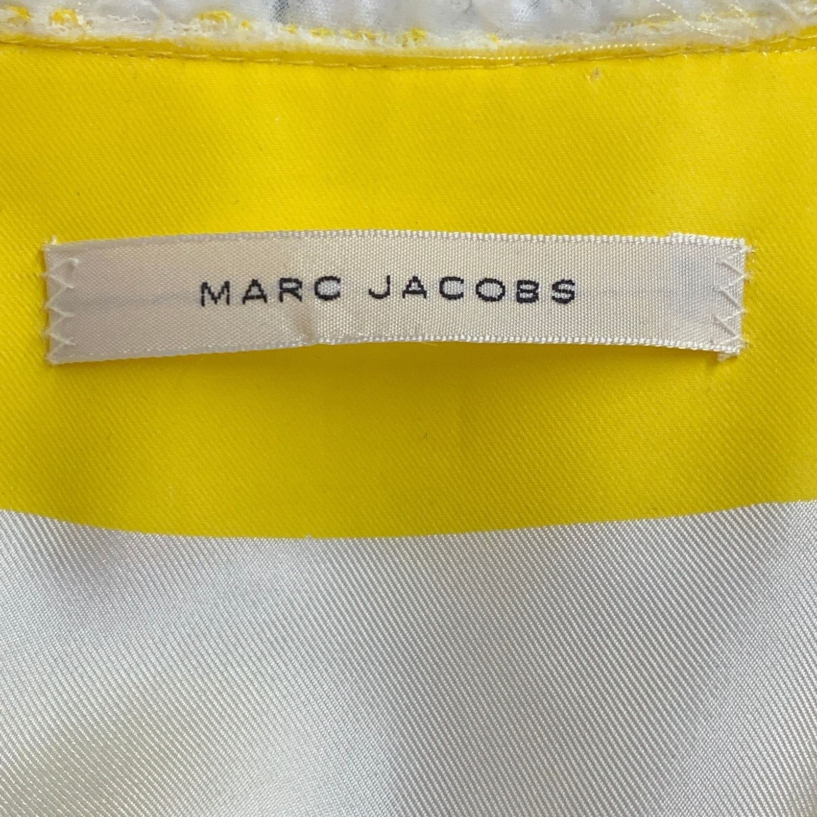 Marc Jacobs Size M Yellow White Boucle Stripe Snaps Jacket Blazer Size M / US 6-8 / IT 42-44 - 4 Thumbnail