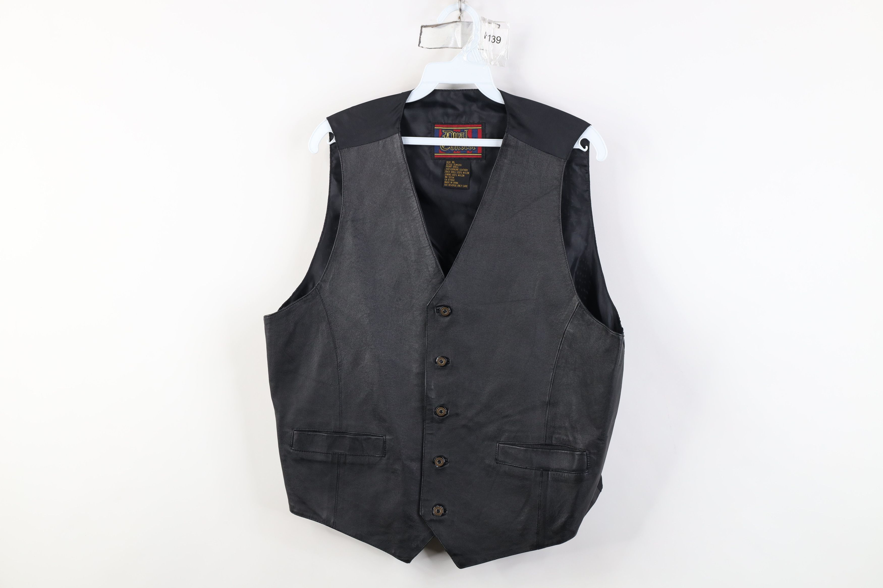 Vintage Vintage 90s Streetwear Button Leather Suit Vest Jacket Black Size US XL / EU 56 / 4 - 1 Thumbnail