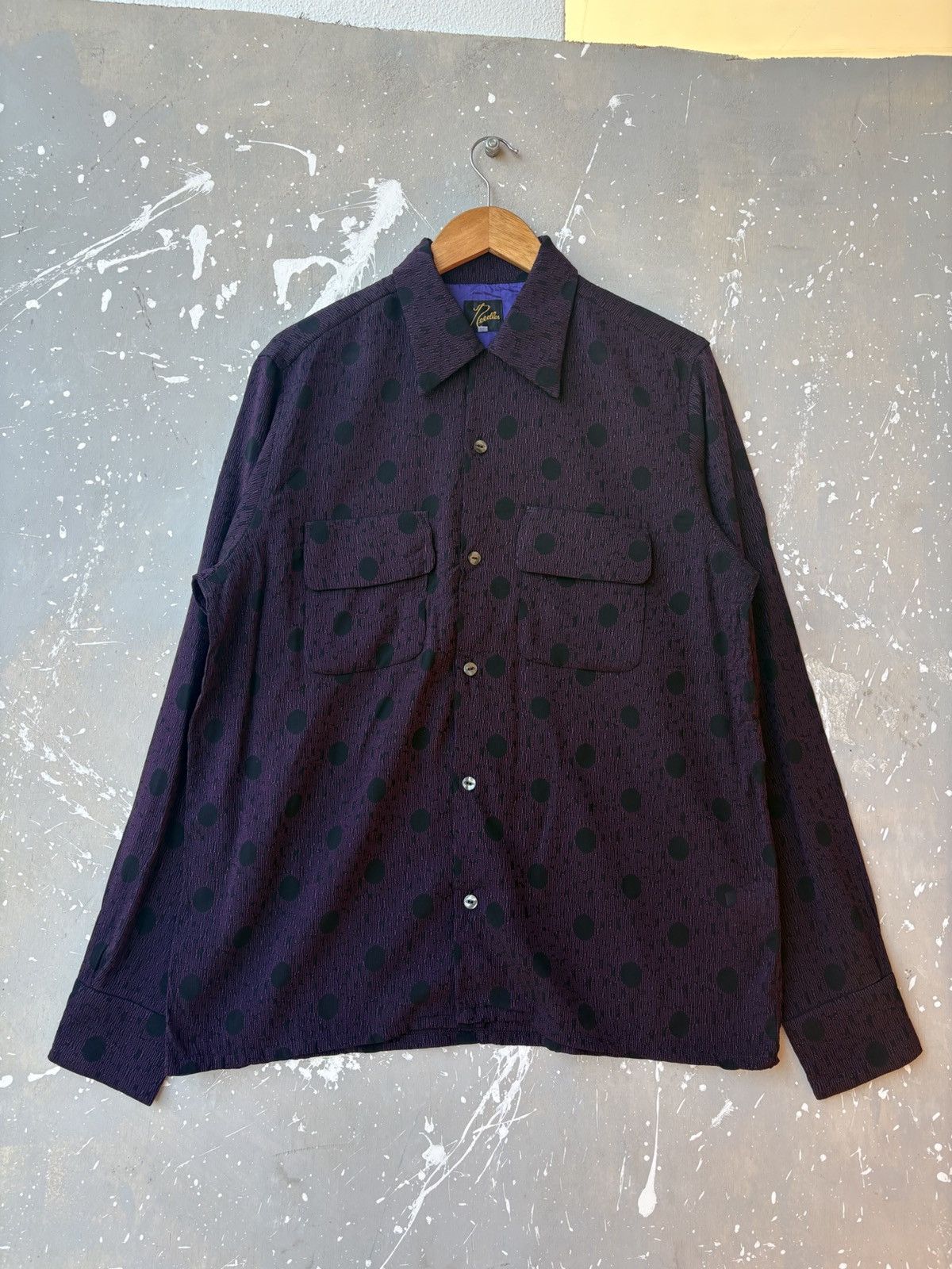 Needles Authentic Needles Polka Dot Jacquard Shirt Purple Cupra Line Size US M / EU 48-50 / 2 - 1 Thumbnail