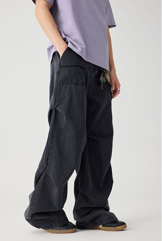 Japanese Brand American-style baggy patchwork wide-leg jeans for men Size US 32 / EU 48 - 1 Thumbnail