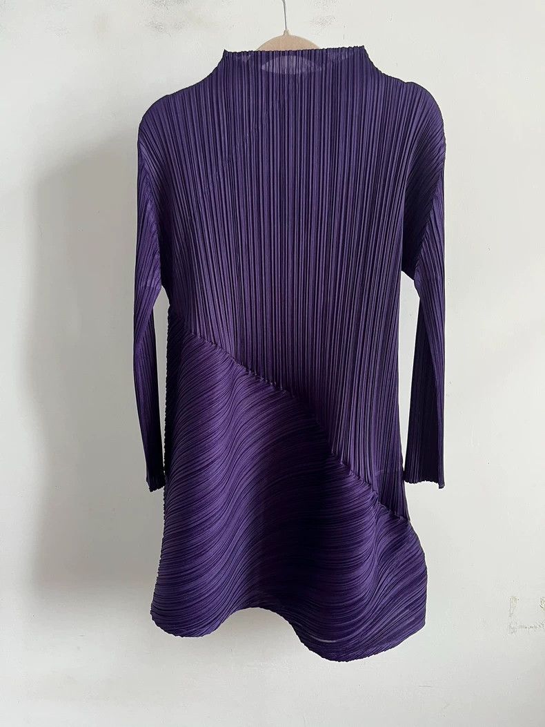 Issey Miyake Issey Miyake size:3 Purple pleated long-sleeved top Size S / US 4 / IT 40 - 2 Thumbnail