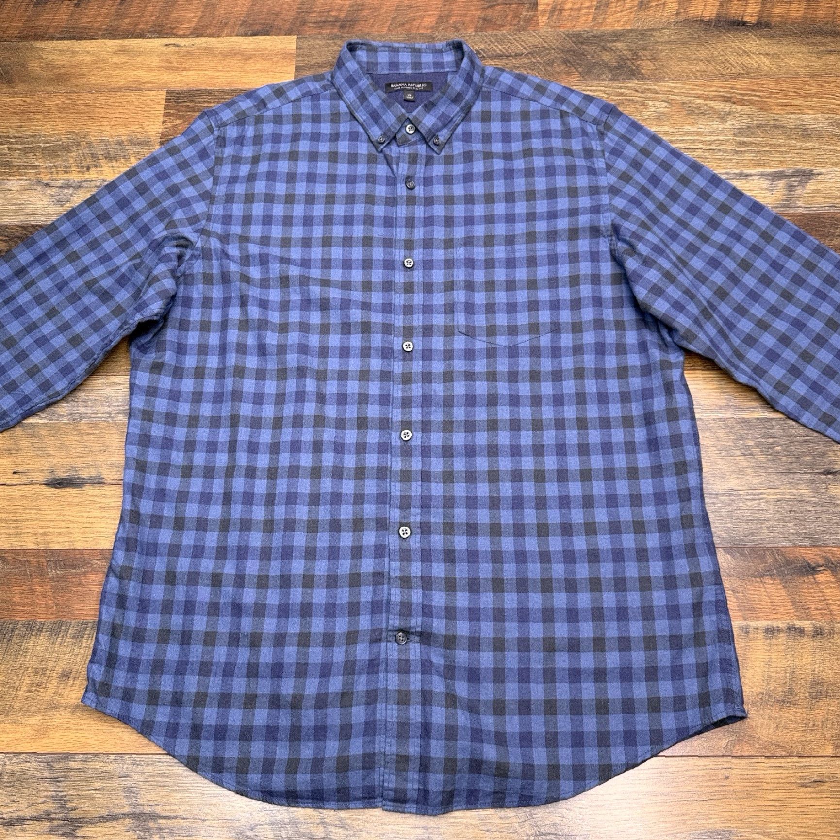 Banana Republic Banana Republic Shirt Mens XL Blue Slim Button-Up Check Flannel Size US XL / EU 56 / 4 - 3 Thumbnail