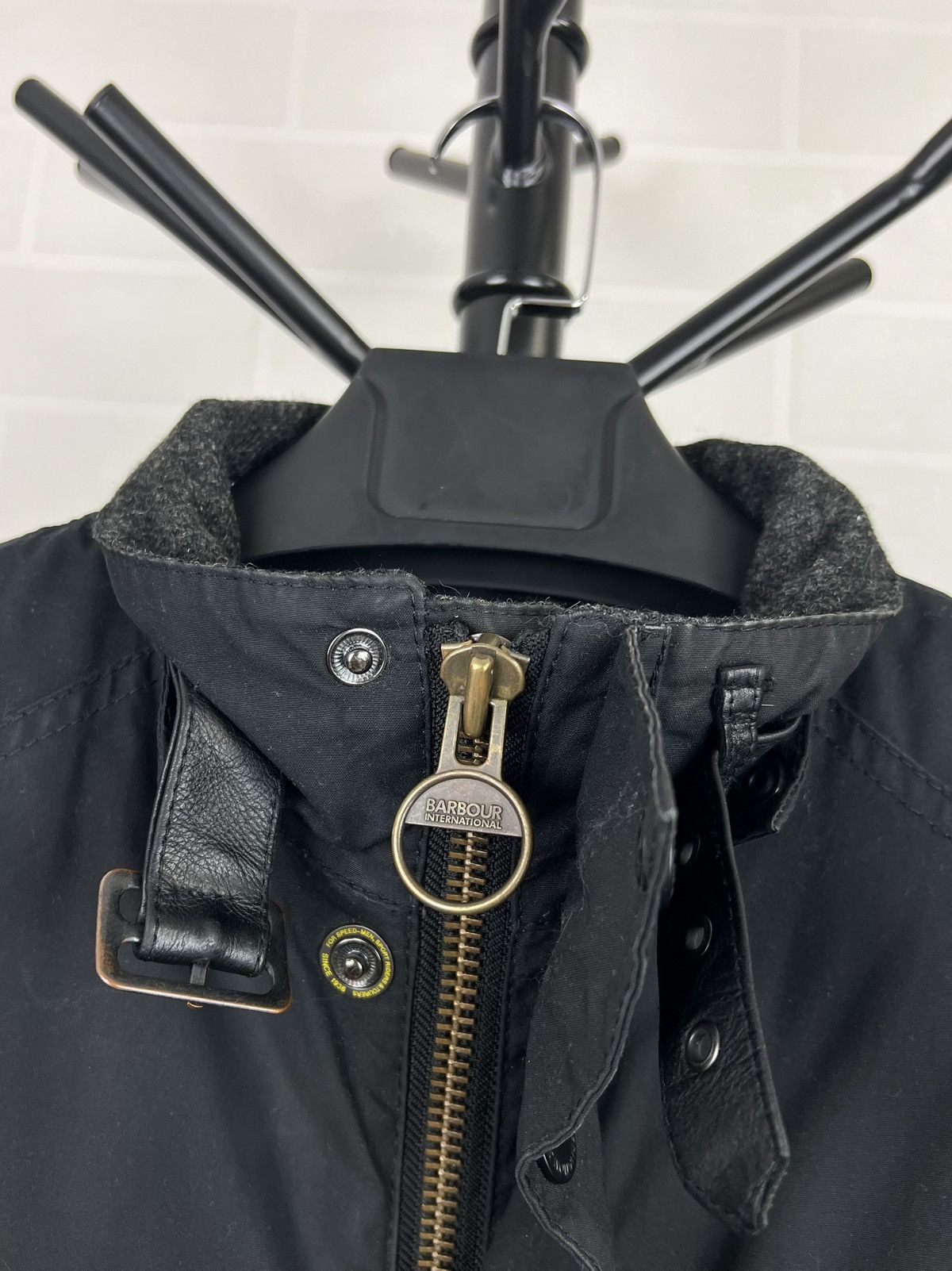 Barbour BARBOUR INTERNATIONAL Wax Jacket STRUTS Hand Logo Black Mens Size US XL / EU 56 / 4 - 5 Thumbnail