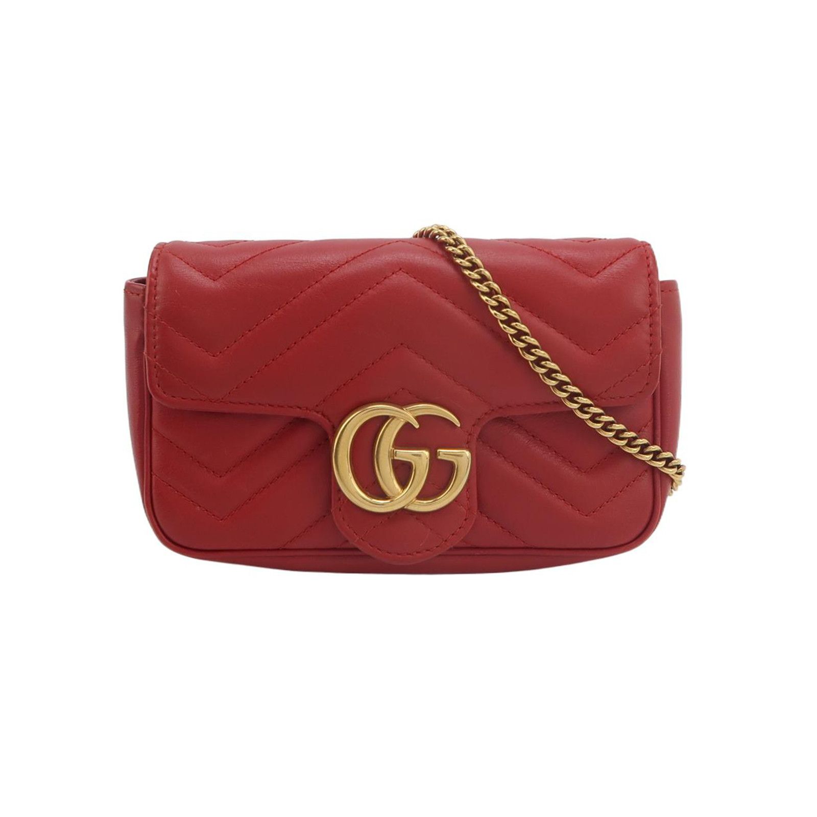 Gucci Gucci GG Marmont Red Quilted Leather Shoulder Bag Size ONE SIZE - 1 Thumbnail