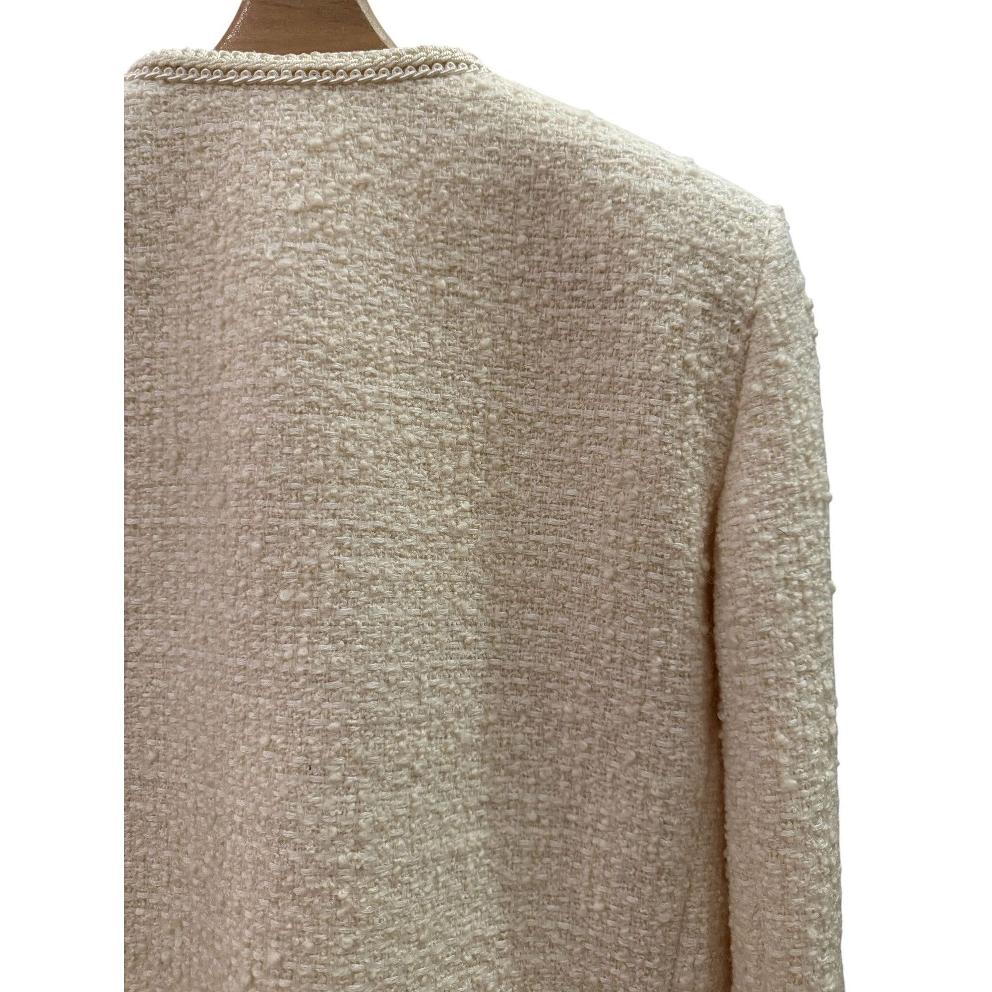 Celine Celine Womens Ivory Boucle Tweed Jacket With Gold Buttons & Size XS / US 0-2 / IT 36-38 - 4 Thumbnail