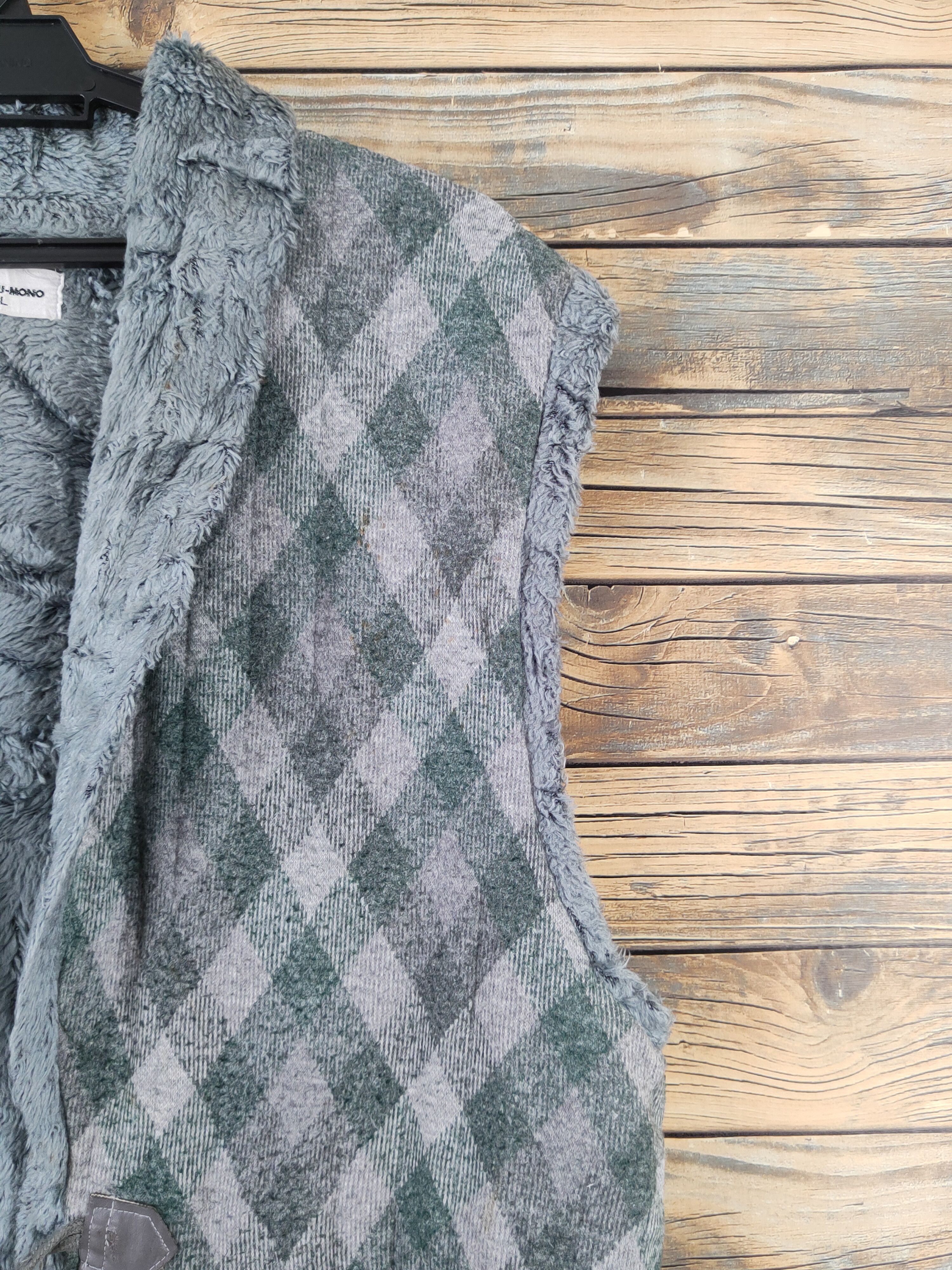 Japanese Brand × Vintage Vintage 💥 Kirakumono Gray Green Furr Vests Size US L / EU 52-54 / 3 - 7 Thumbnail