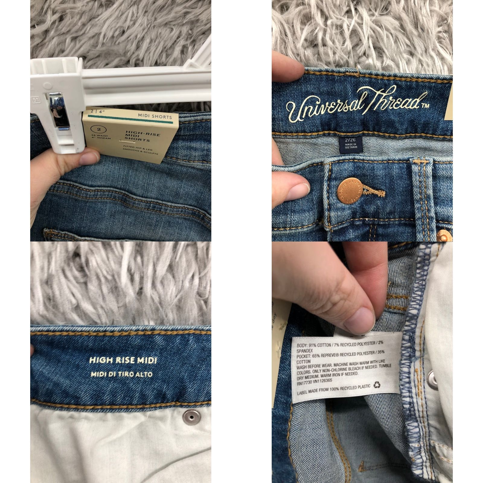 Vintage Universal Thread High Rise Shorts Womens Size 2 Dark Wash Blue Denim Jeans Size 26" / US 2 / IT 38 - 8 Thumbnail
