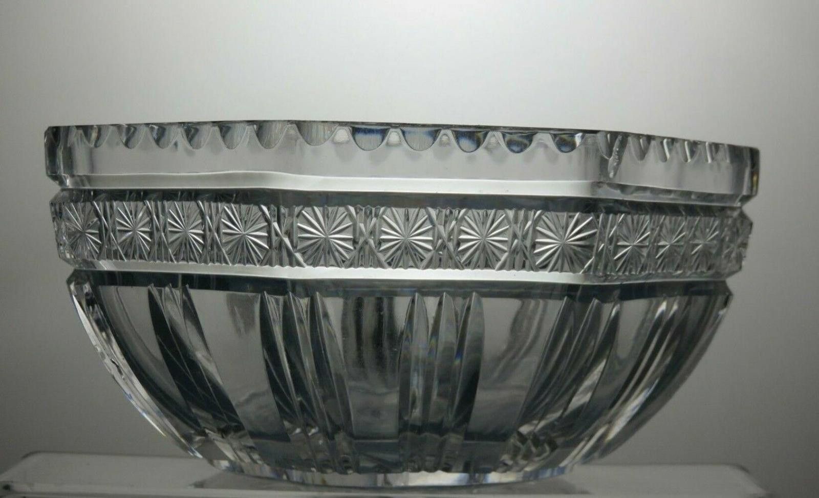The Unbranded Brand Antique Hobstar Cut Glass Crystal Salad Fruit Serving Bowl Size ONE SIZE - 3 Thumbnail