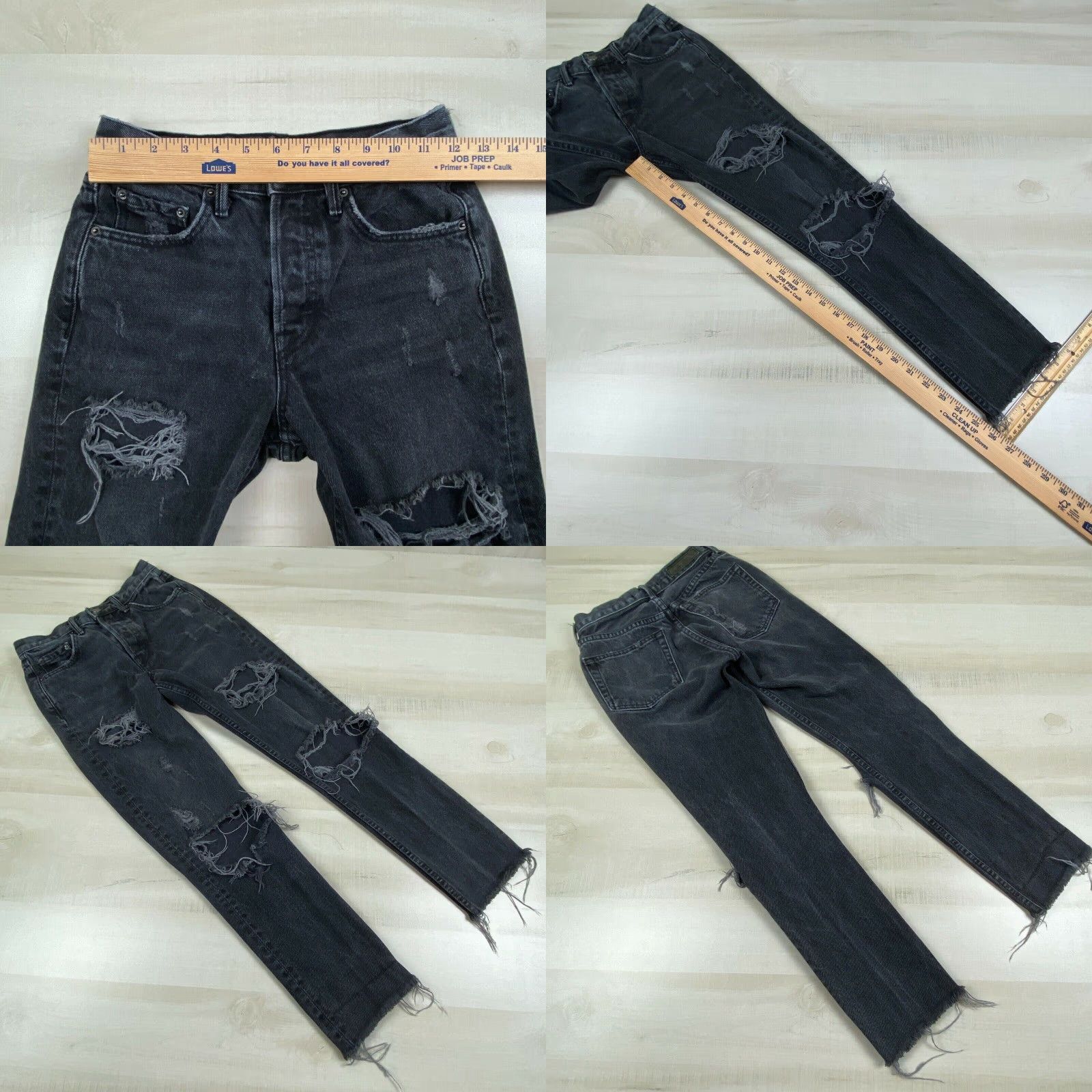 GRLFRND Grlfrnd Womens Black Distressed Skinny Jeans 24 High Waist Size 42" / US 20 - 8 Thumbnail