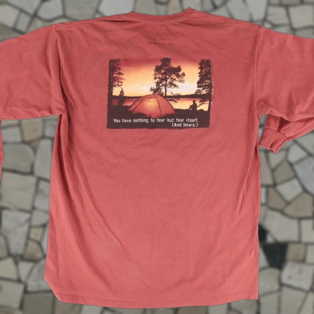 Vintage Mountain Life Graphic Solid Long Sleeve T-Shirt Red Men's XL Shirt Mens XL Red Graphic Mountain Life Size US XL / EU 56 / 4 - 1 Thumbnail