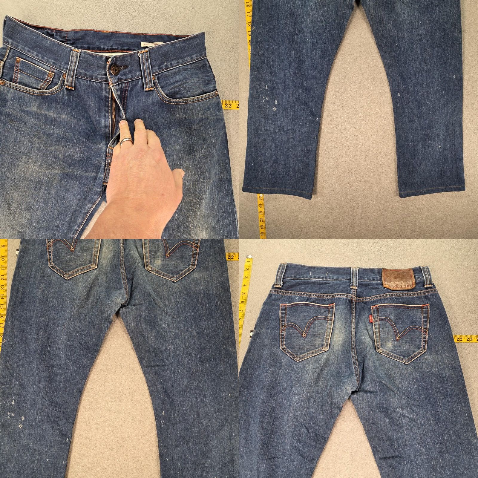 Levi's Levis Jeans Mens Blue Med Wash Straight 31x26 Distressed Pockets Logo 32 Regular Inseam 34 Denim Cotton Zip Vintage No Accents Size US 32 / EU 48 - 9 Thumbnail