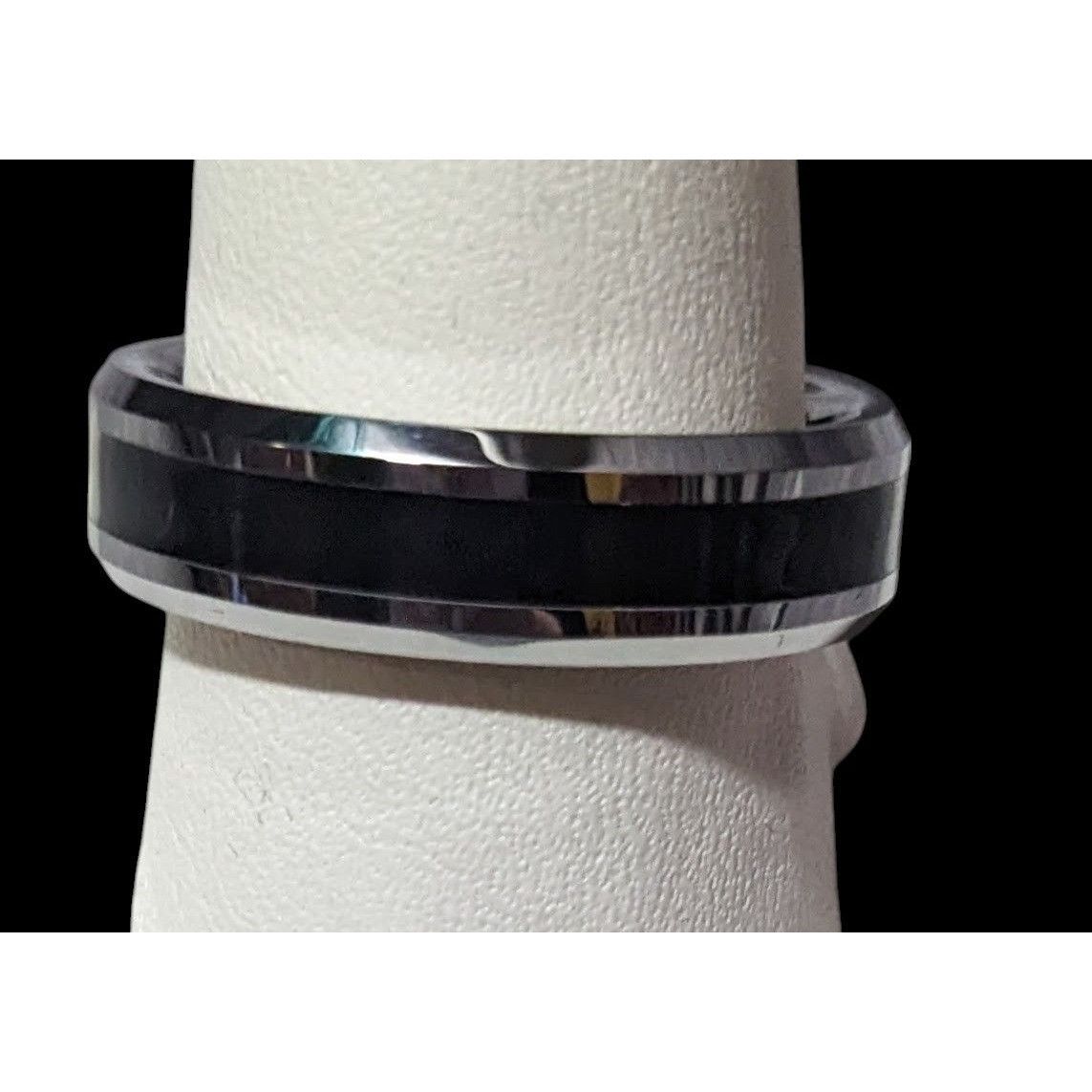 Other JFSG Tungsten Carbide Black And Silver Men's Wedding Ring 7m Size ONE SIZE - 2 Thumbnail