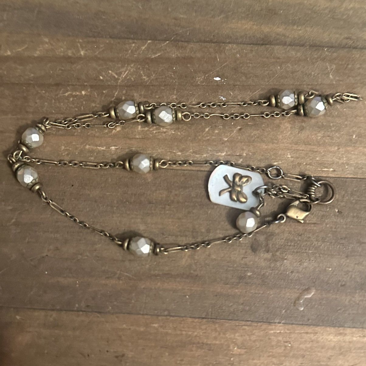 Other Bronze tone stationed metallic bead necklace Size ONE SIZE - 2 Thumbnail