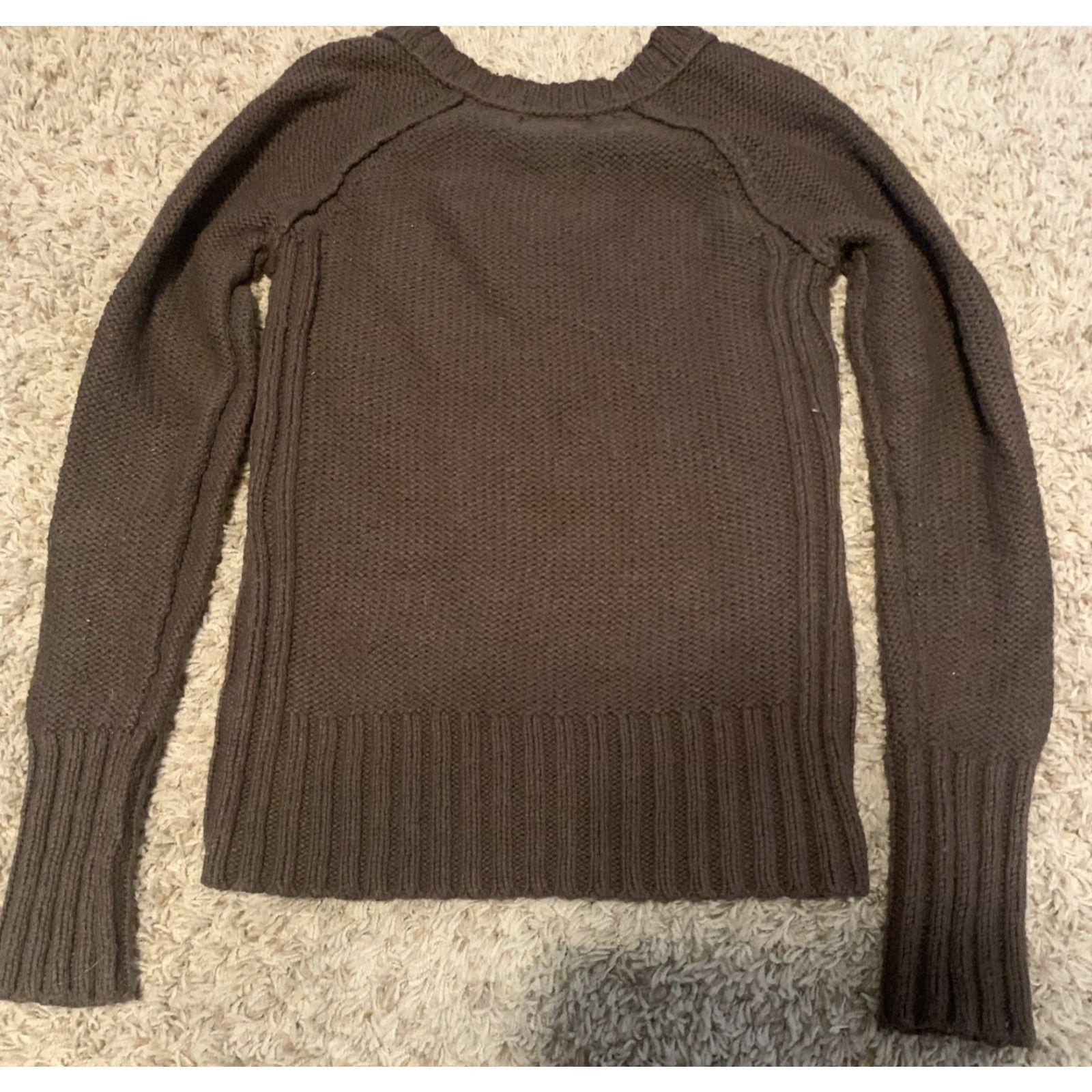 Vintage SO Jrs. Medium Y2K Sweater Pullover Brown V-Neck Button Knit Slim 90s Hipster Grunge 1026 Size M / US 6-8 / IT 42-44 - 6 Thumbnail