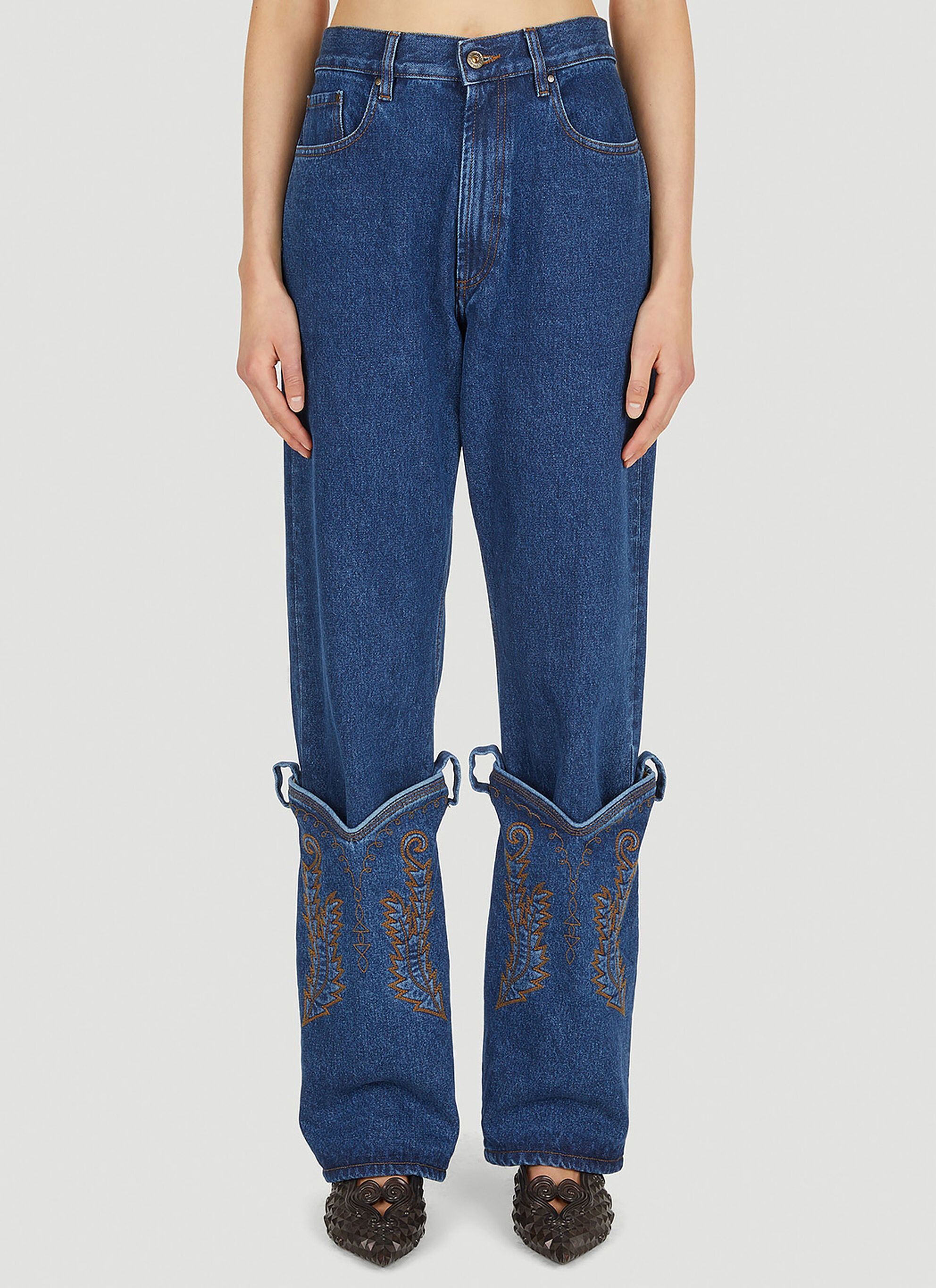 Pre-owned Y/project $735 Yproject Cowboy Cuff Jeans In Blue
