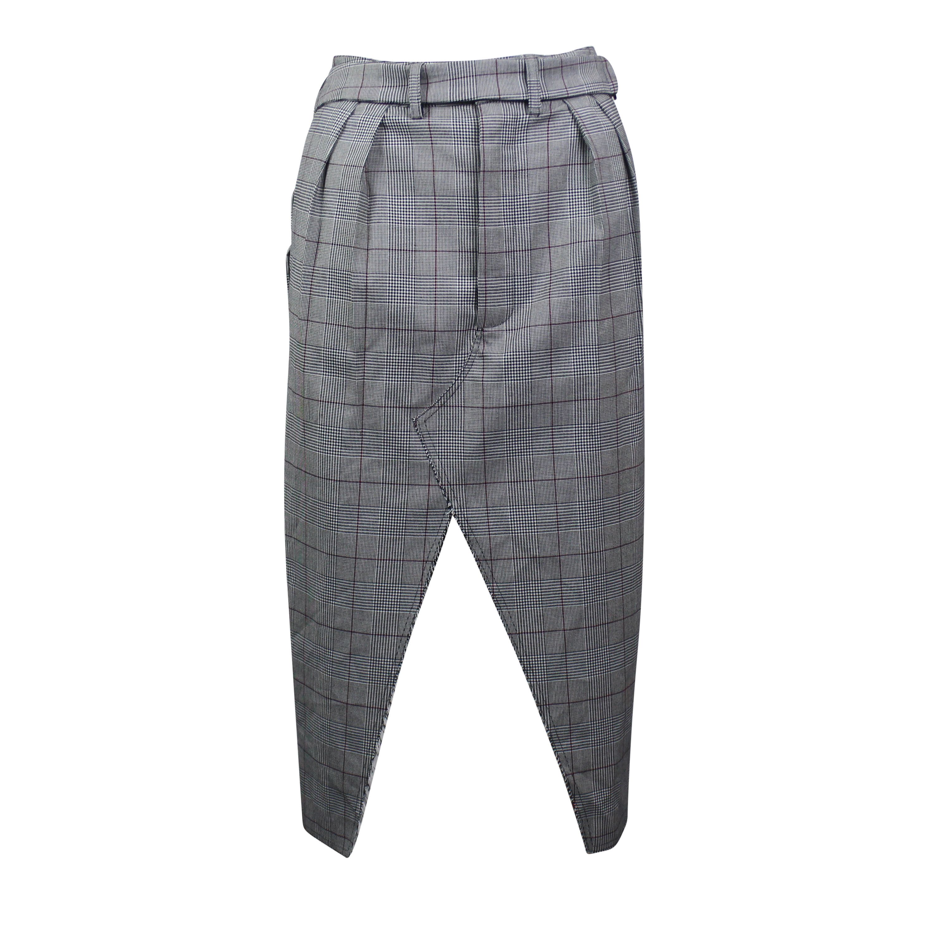 image of Unravel Project Grey Check Pattern Hybrid Midi Skirt Size 2/38, Women's