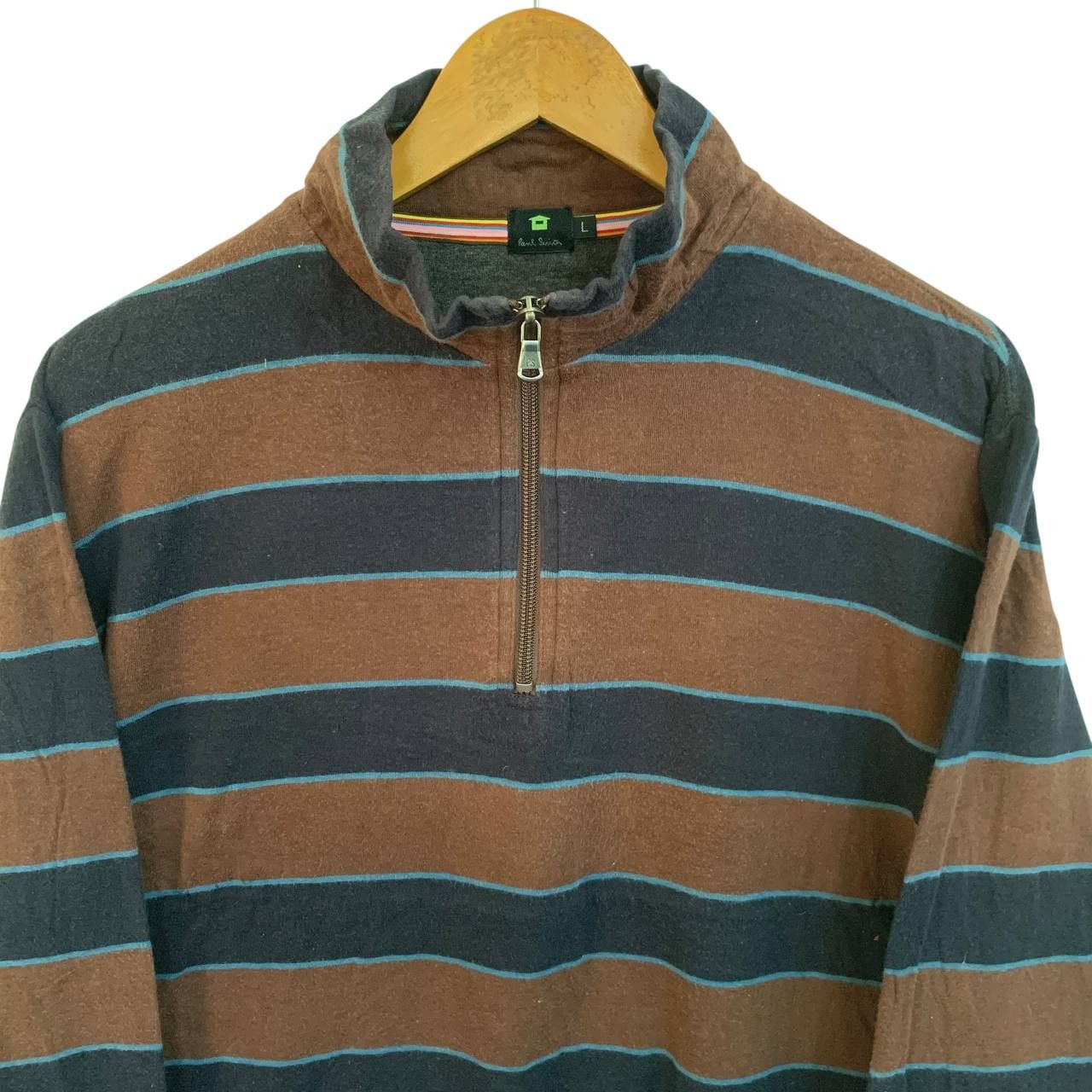 Paul Smith Vintage Paul Smith Stripe Half Zip Stripe Jumper Size US L / EU 52-54 / 3 - 2 Thumbnail