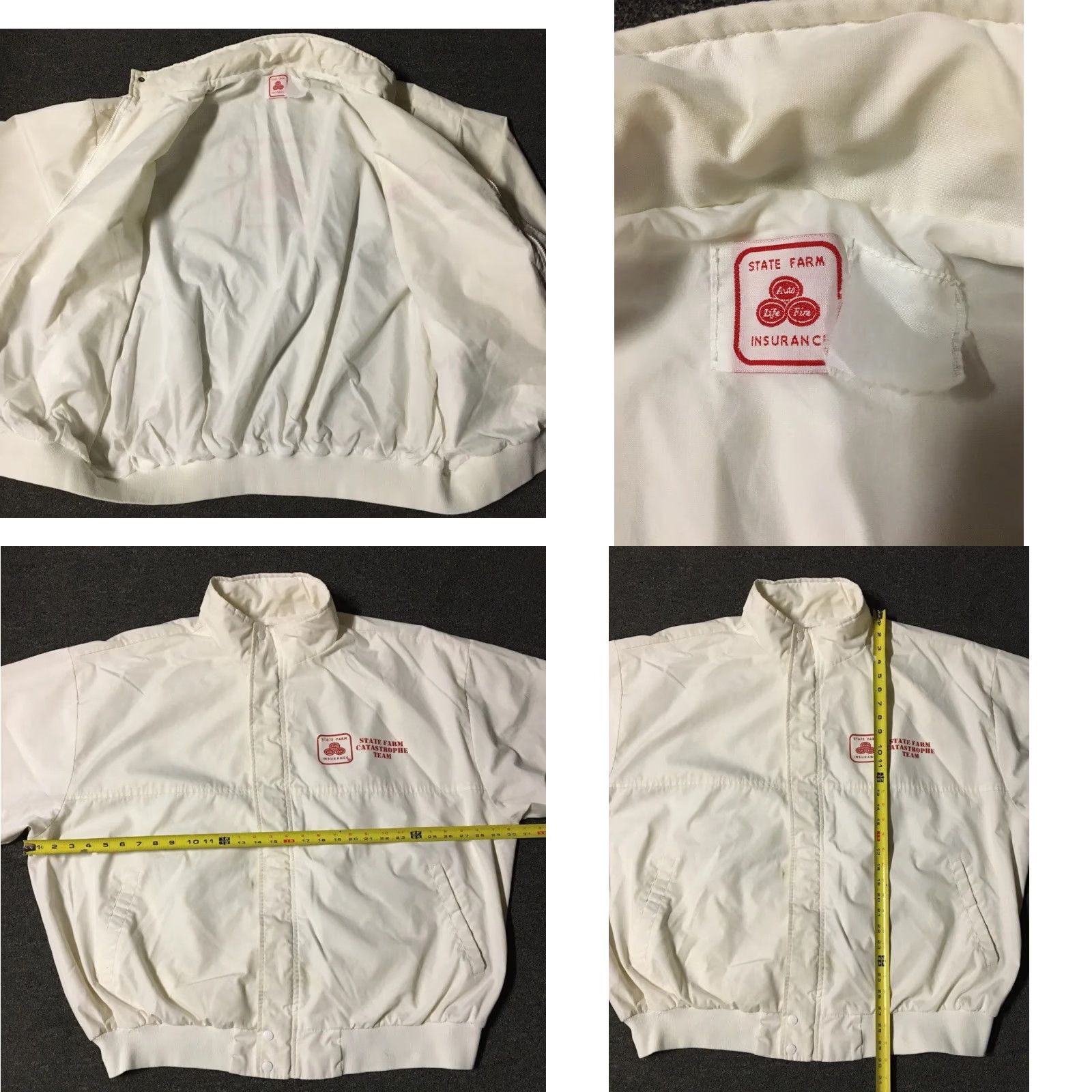 Vintage VINTAGE State Farm Insurance Catastrophe Team Jacket 80s 90s Grunge Bomber Jacket XL Mens White Nylon Fleece Lining Hawaii? Size US XL / EU 56 / 4 - 8 Thumbnail