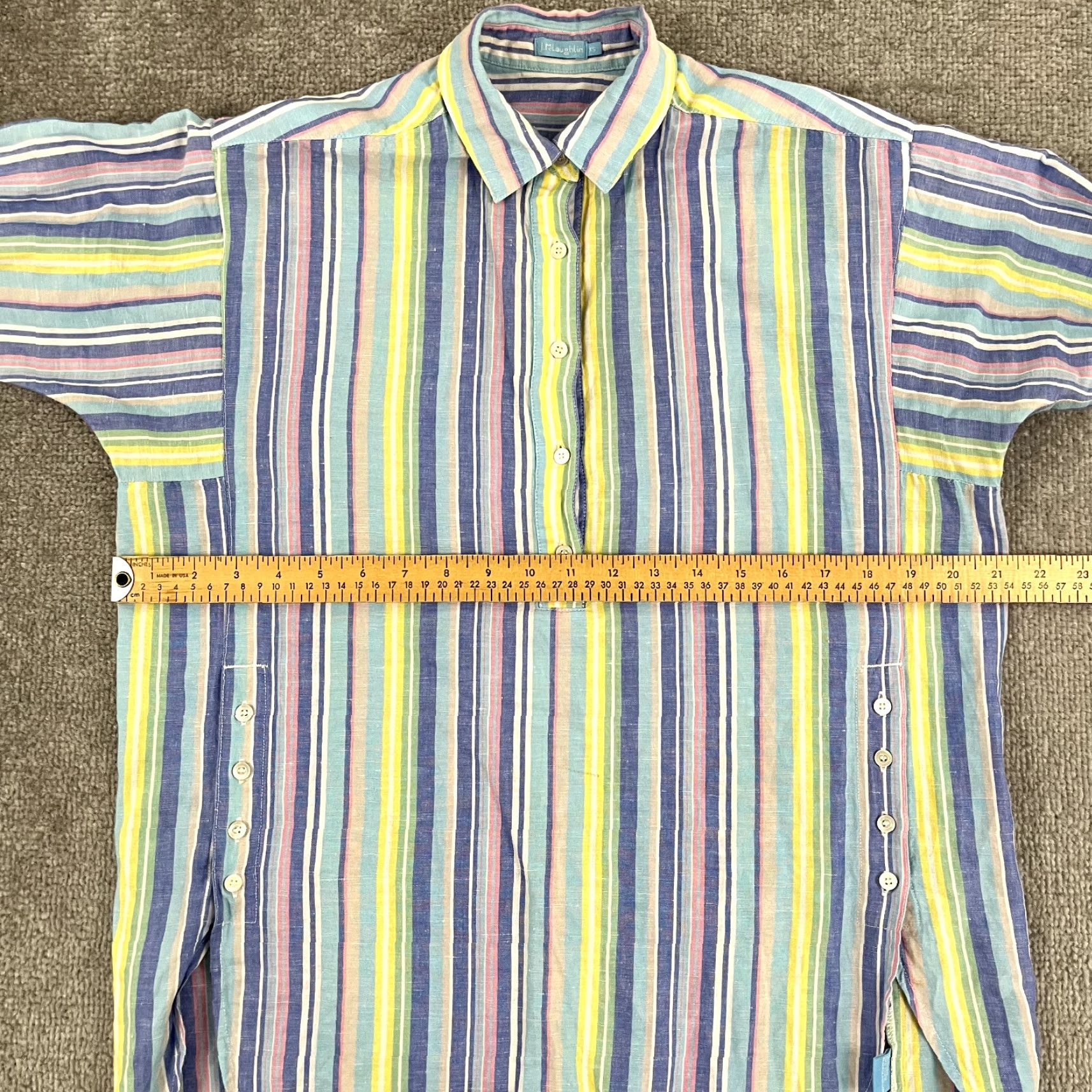 J.McLaughlin J. MCLAUGHLIN Shirt Womens XS Pastel Striped Oversized Linen Blend Popover Top Size XS / US 0-2 / IT 36-38 - 6 Thumbnail