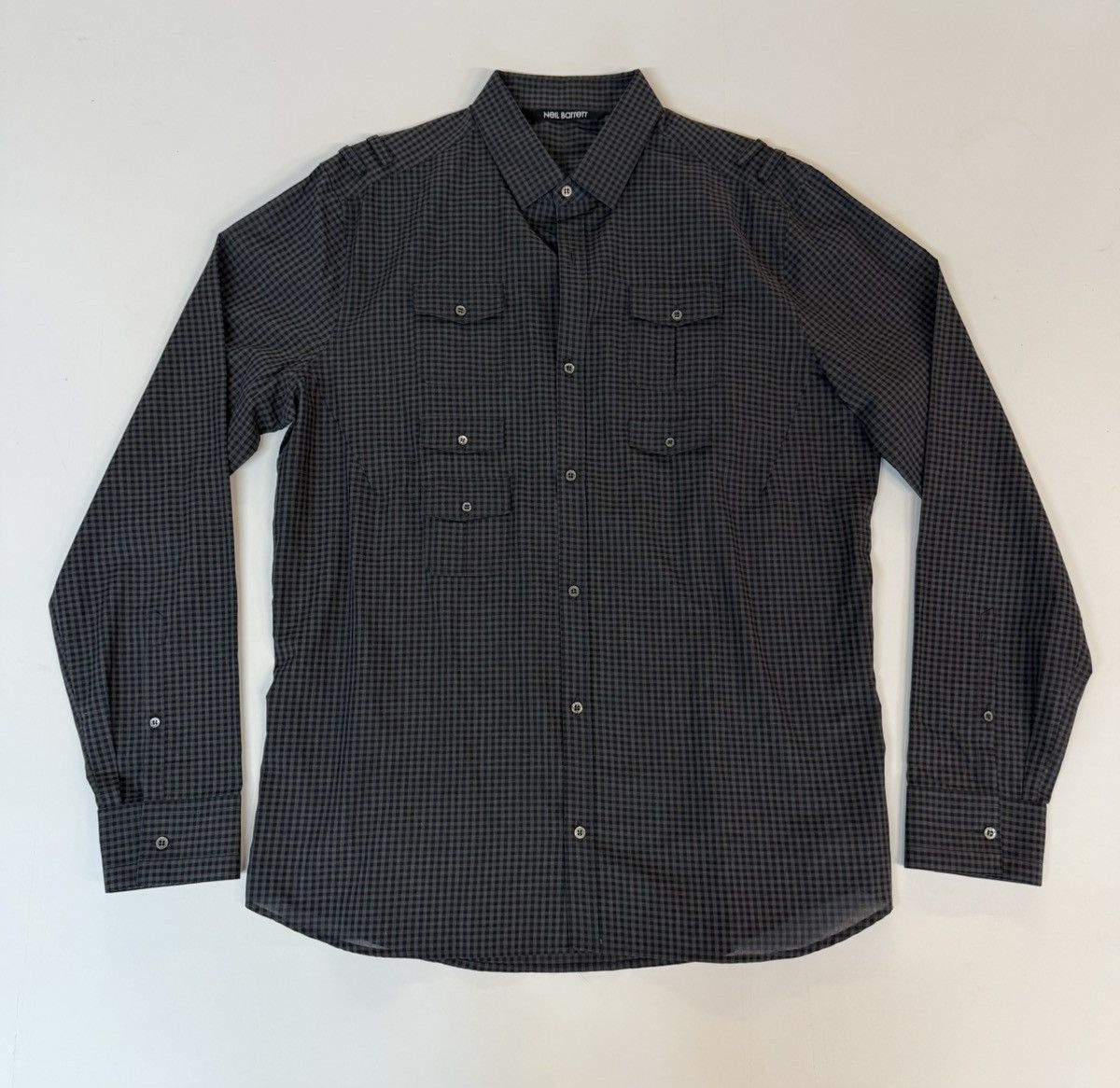 Neil Barrett NEIL BARRETT Military Utility Shirt-Dark Charcoal Gingham XL Size US XL / EU 56 / 4 - 13 Thumbnail