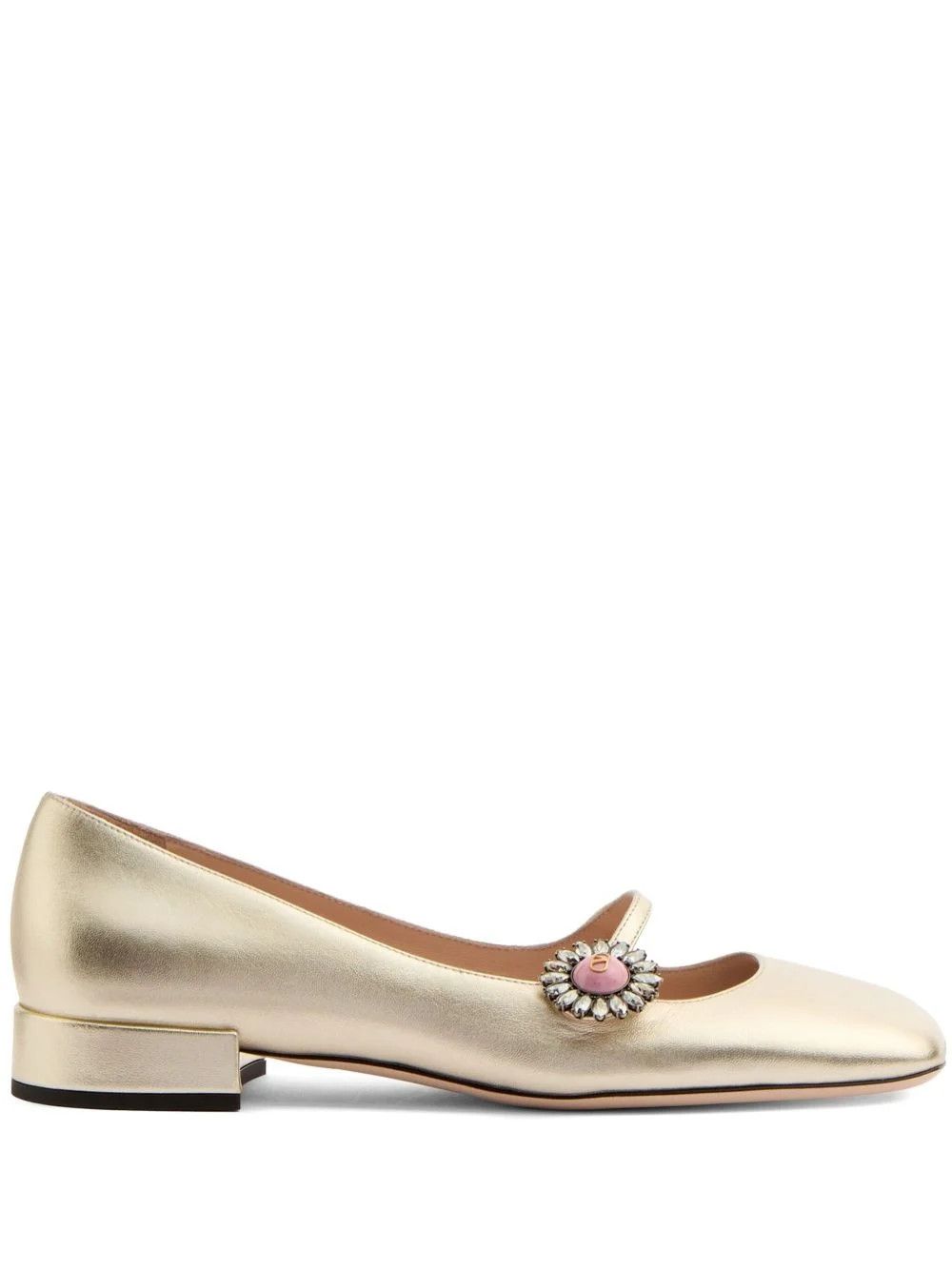Valentino os11x0126 Floral Appliqué Ballerina Shoes in Gold Size US 9.5 / IT 39.5 - 1 Thumbnail