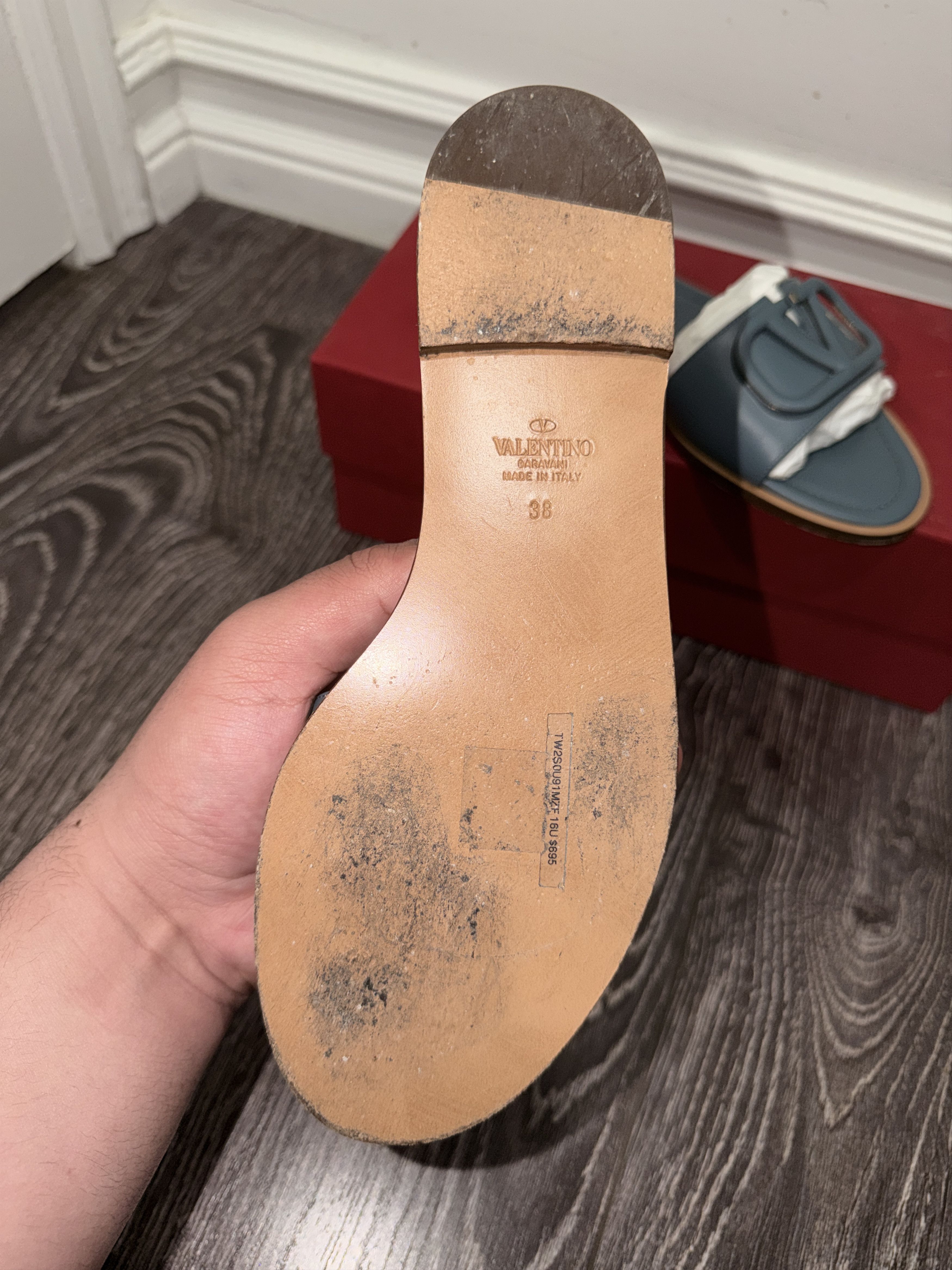 Valentino VLogo leather sandal Size US 8 / IT 38 - 2 Thumbnail