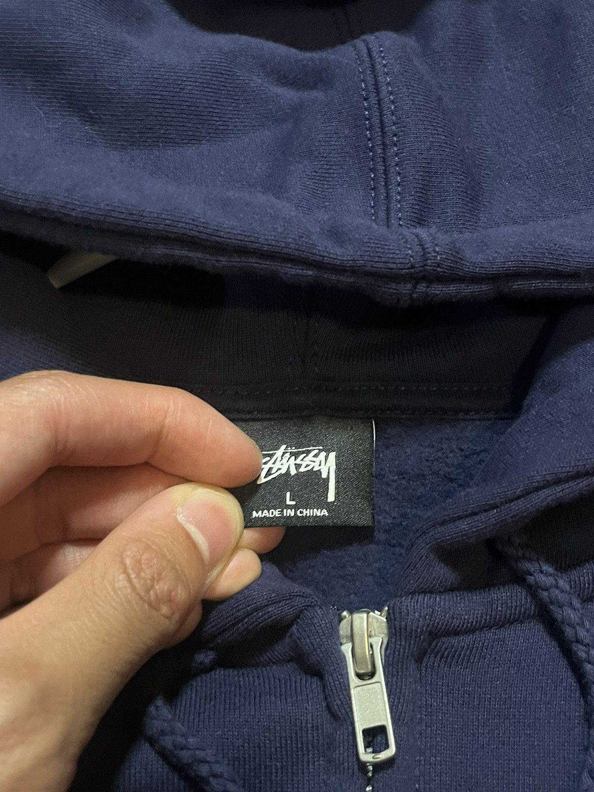 Stussy Classic Stussy Logo Zip-Hoodie, Navy Blue Color, Size Large Size US L / EU 52-54 / 3 - 6 Thumbnail