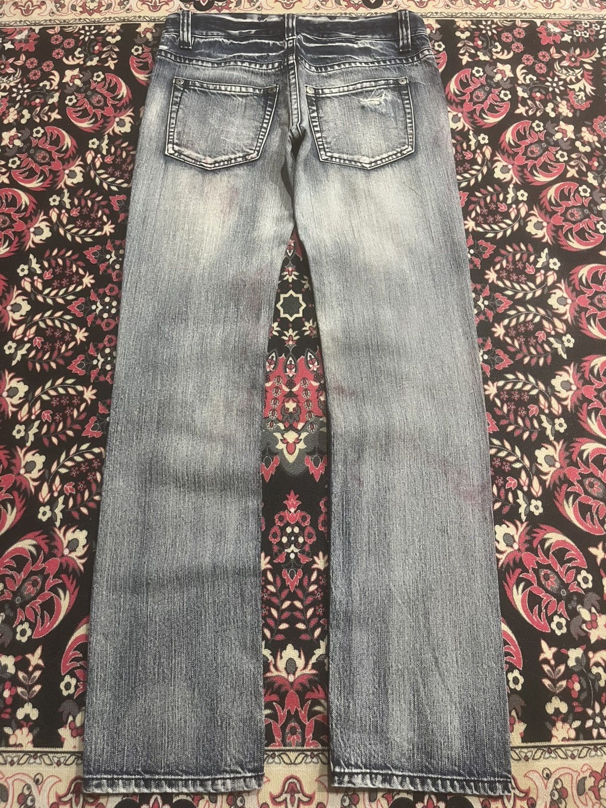 Japanese Brand Vence Ashes Grey Distressed Slim Straight Ripped Jeans Size 31" - 2 Thumbnail