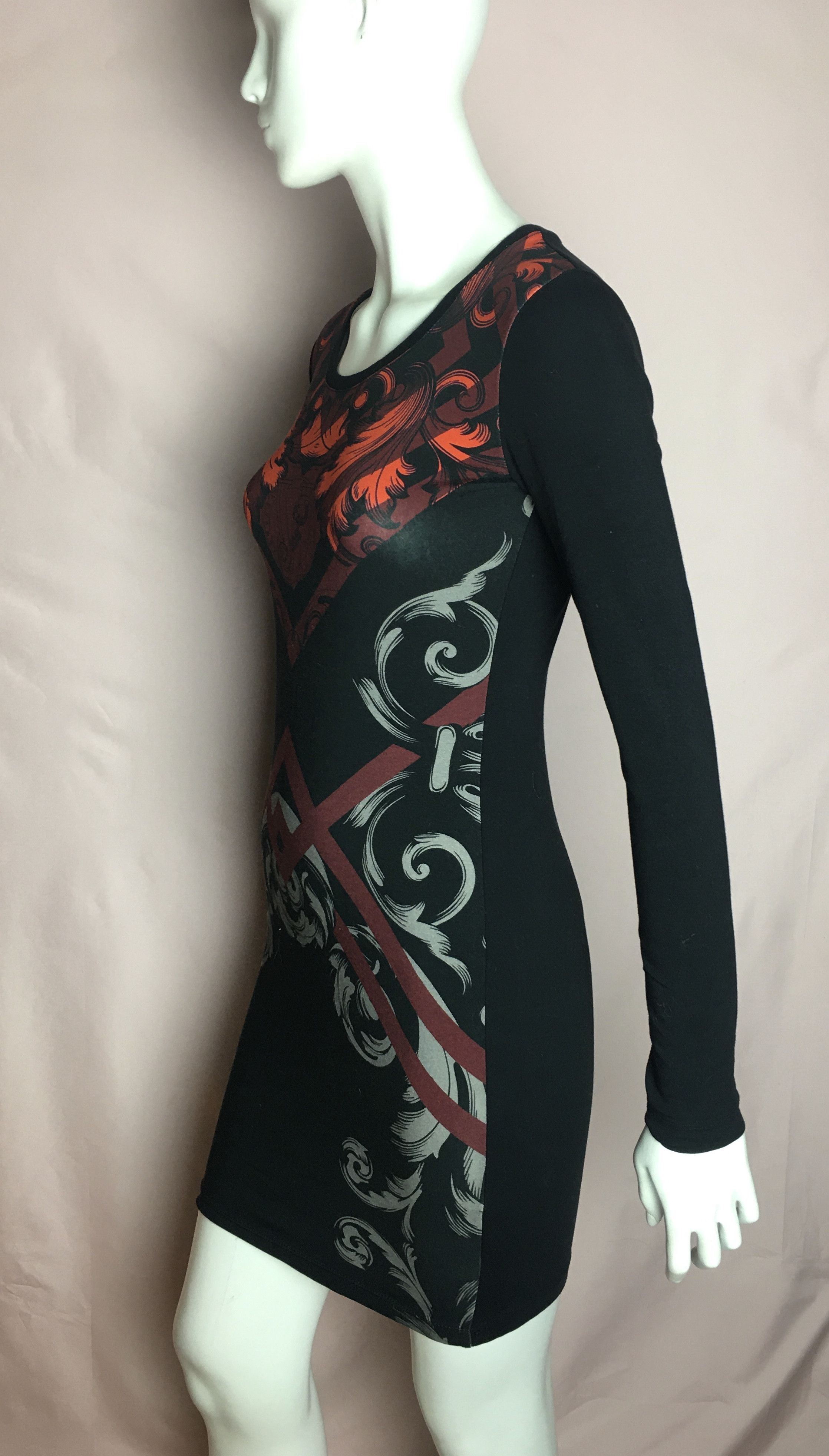 Versace Versace Jeans Couture Baroque Logo Black Mini Dress Size S / US 4 / IT 40 - 5 Thumbnail
