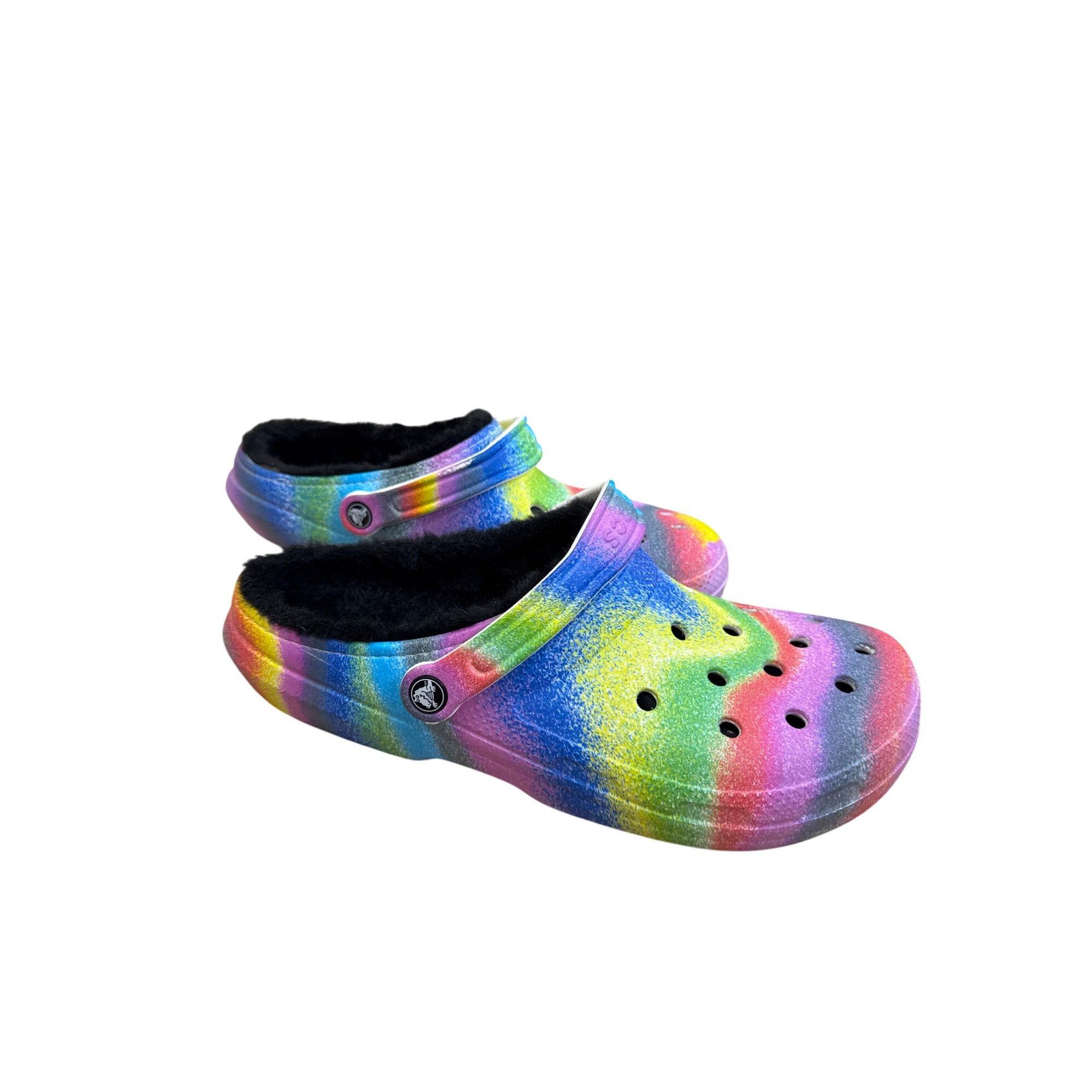 Crocs Crocs Rainbow Tie-Dye Fur Lined Clogs slip on shoes size 12 Size US 12 / EU 45 - 4 Thumbnail
