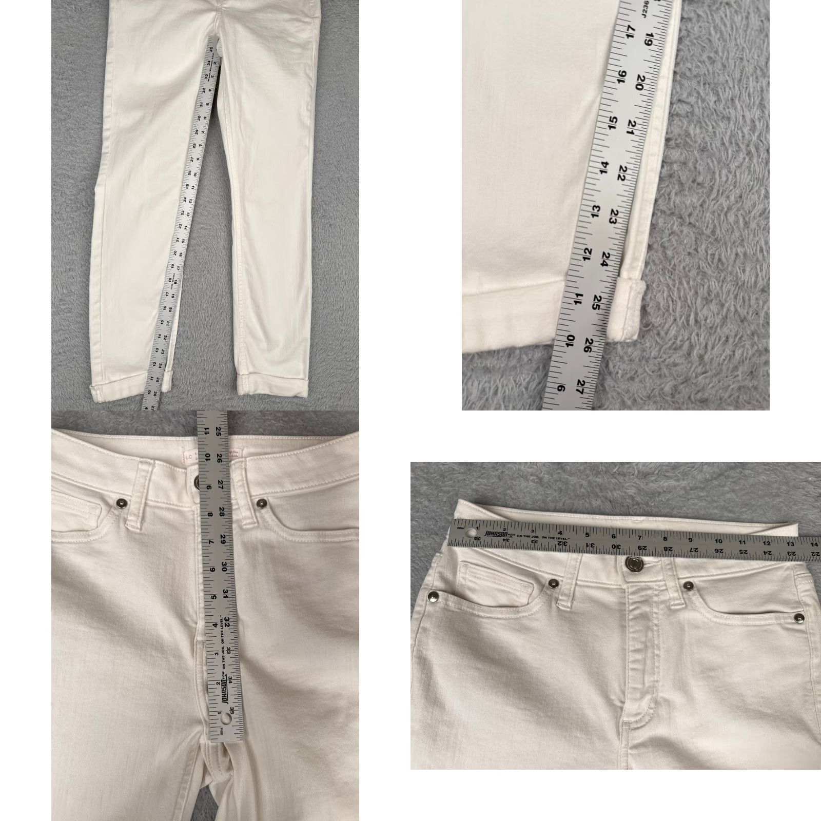 Vintage LC Lauren Conrad Jeans Women White Denim High Rise Skinny Ankle Cropped Hem 26x26 4 Regular Inseam 26 in Cotton Denim Size 27" / US 4 / IT 40 - 8 Thumbnail