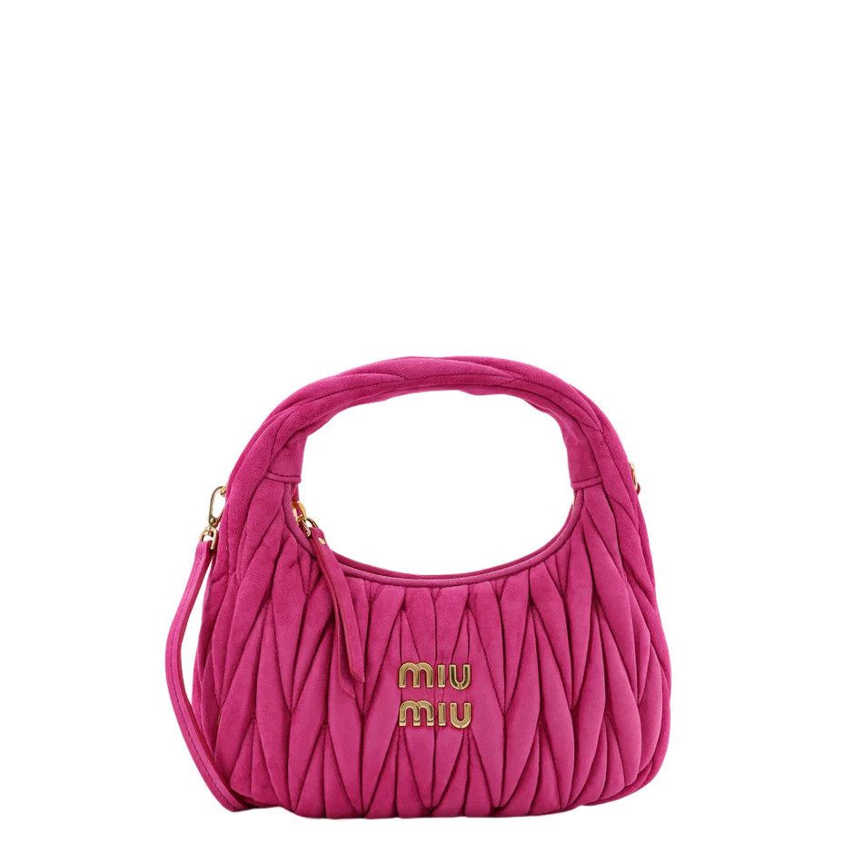 Miu Miu MIU MIU Wander Small $2950 Fuchsia Suede Hobo Bag New And Au Size ONE SIZE - 1 Thumbnail