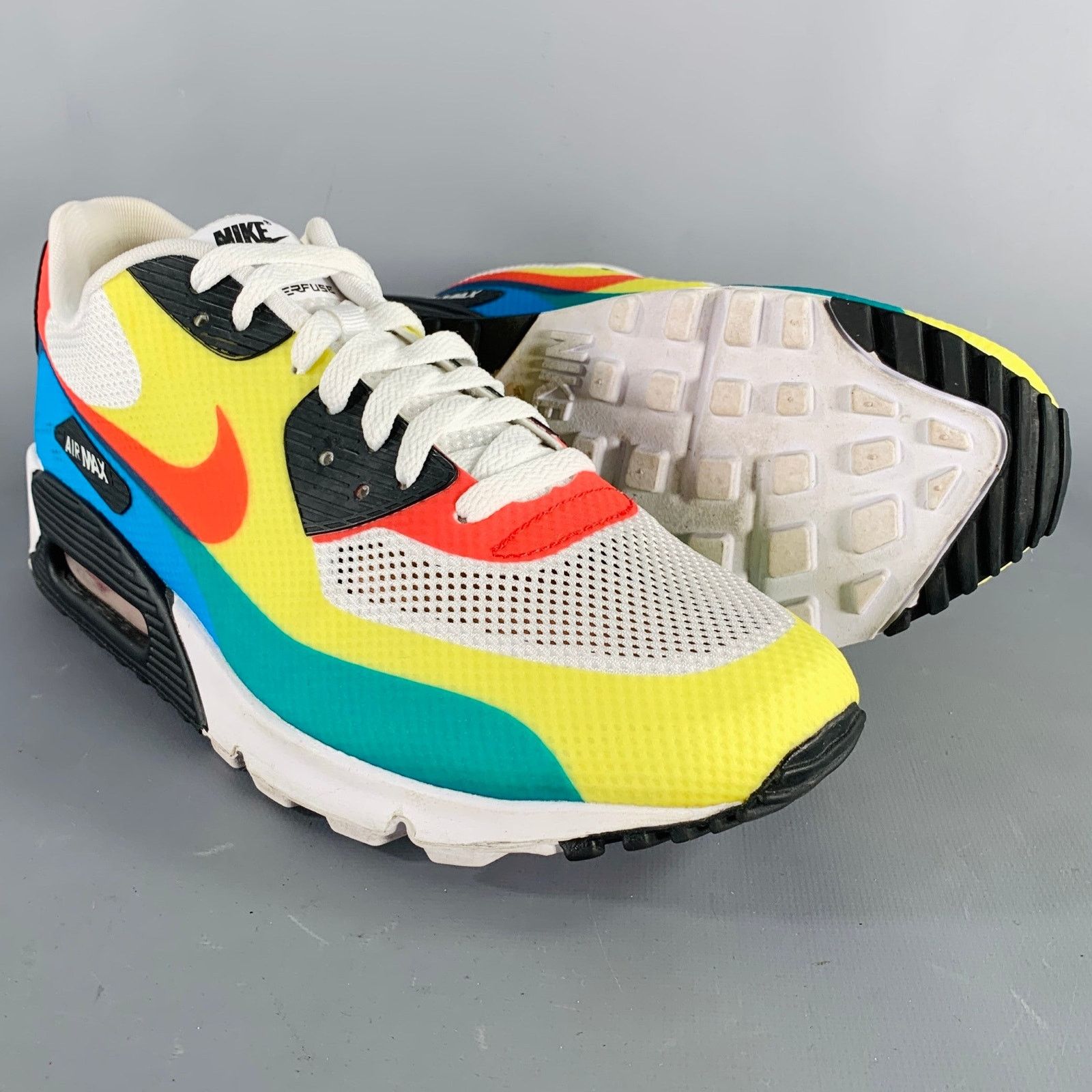 Nike White Multi Color Color Block Mesh Lace-Up Sneakers Size US 10.5 / EU 43-44 - 5 Thumbnail