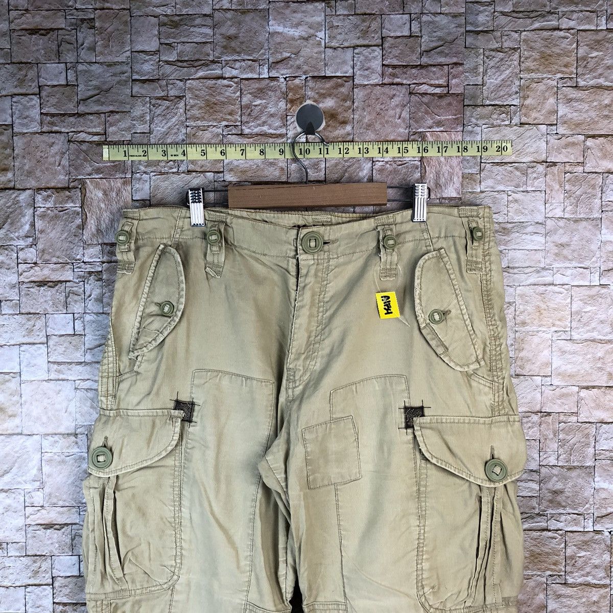 Japanese Brand Back Number Brown Cargo Multipocket Pants #A1134 Size US 35 - 4 Thumbnail